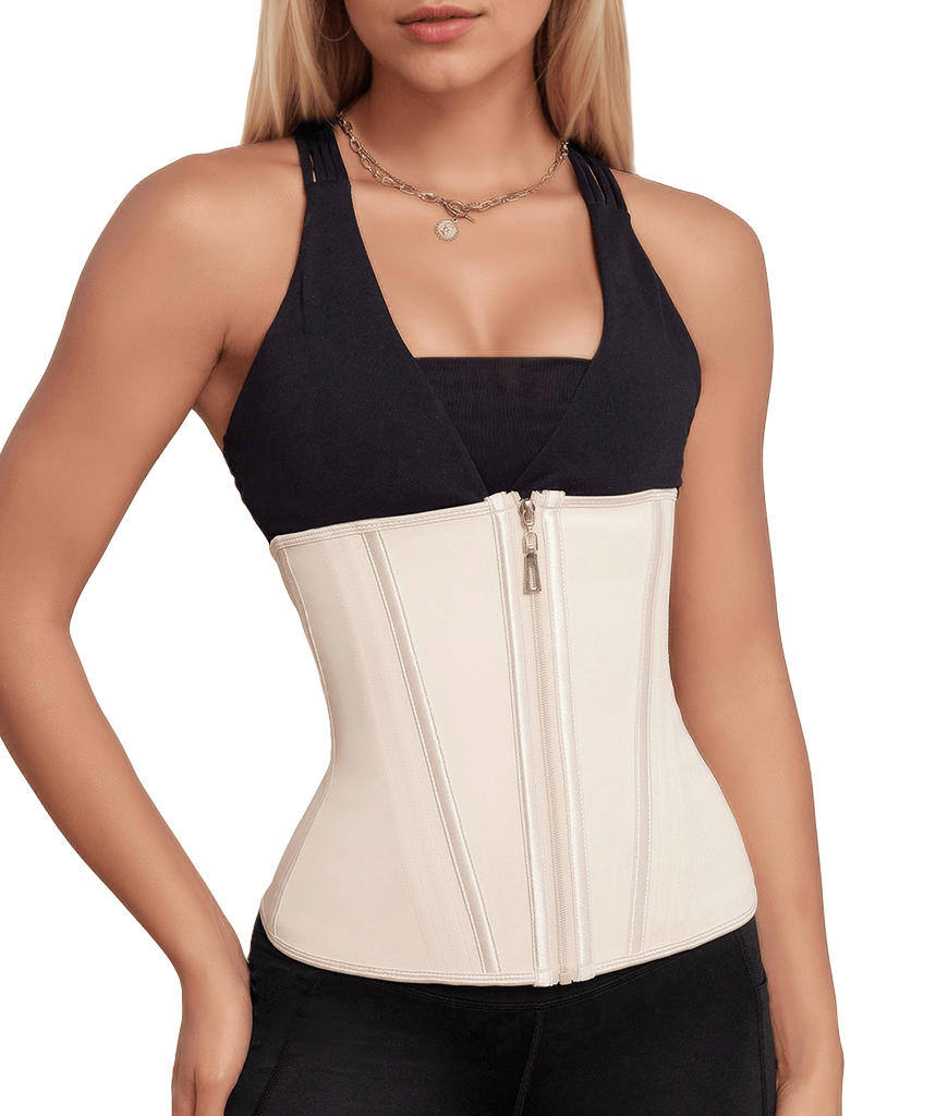 Waist Trainer for Women Latex Sport Underbust Steel Boned Corset Shapewear with Zipper Hook Shapewear Double Control Body Shaper  Workout Fajas Colombianas Moldeadoras Stomach Strapless Shapewear