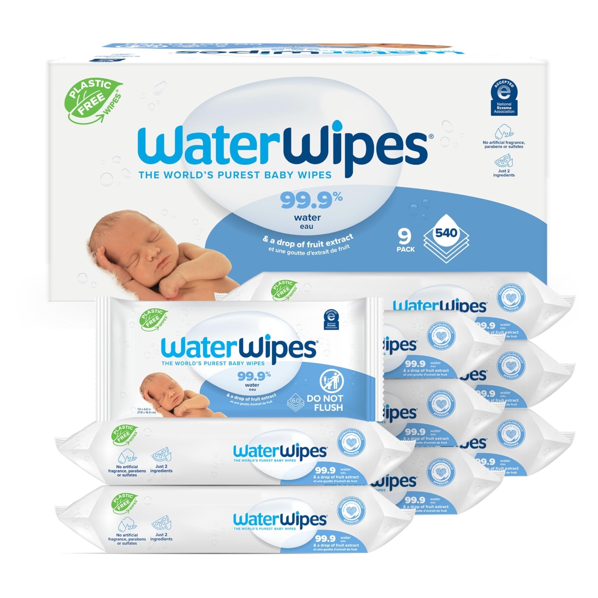 WaterWipes Sensitive+ Newborn & Baby Wipes, 3-In-1 Cleans, Cares, Protects, 99.9% Water, Unscented & Hypoallergenic, 720 Count (12 Packs)