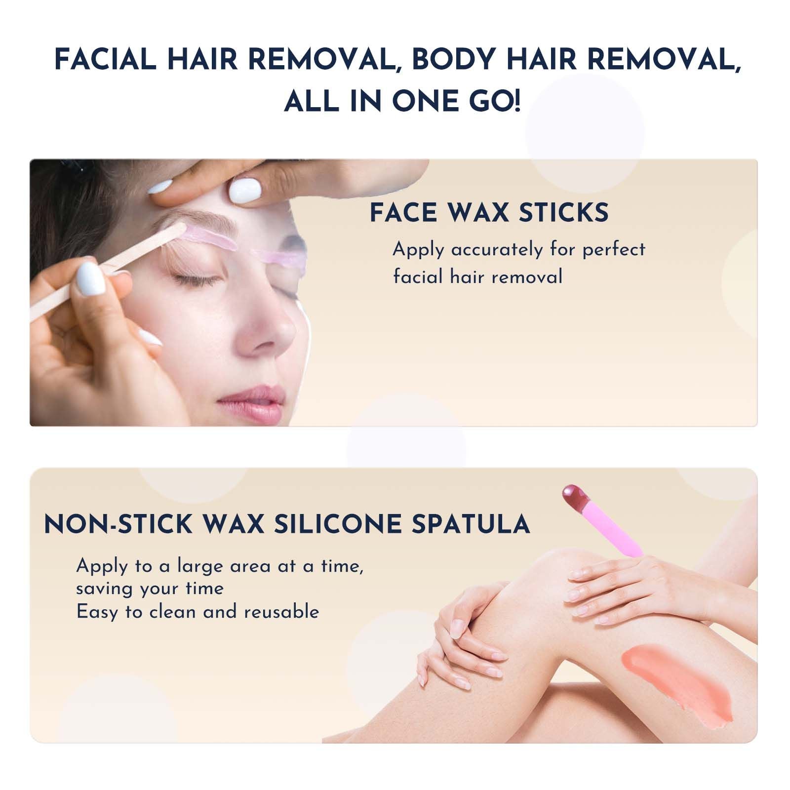 Waxing kit 23 items, WUWUVISTA Hair Removal Hard Wax Kit with Wax Warmer&Wax Beads for Full Body/Face/Underarm/Bikini/Sensitive Skin for Women&Men