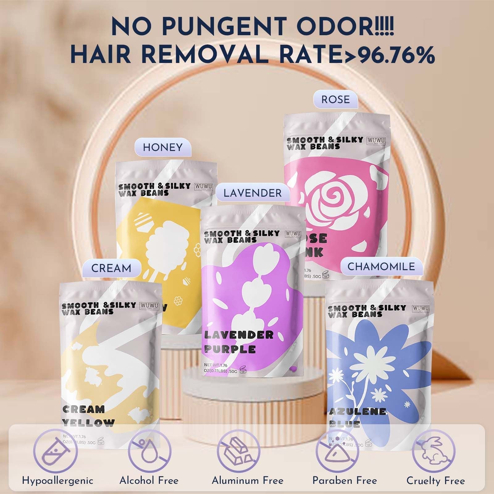 Waxing kit 23 items, WUWUVISTA Hair Removal Hard Wax Kit with Wax Warmer&Wax Beads for Full Body/Face/Underarm/Bikini/Sensitive Skin for Women&Men