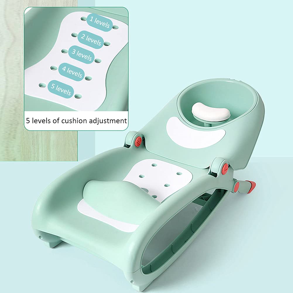 WAYUTO Foldable Baby Shampoo Chair with Shampoo Basin and Head Cushion Waterproof Kids Wash Hair Chair Comfortable Toddler Shampoo Chair Bather Girls Non Slip Kids Hair Washing Bath Seat(Mint Green)