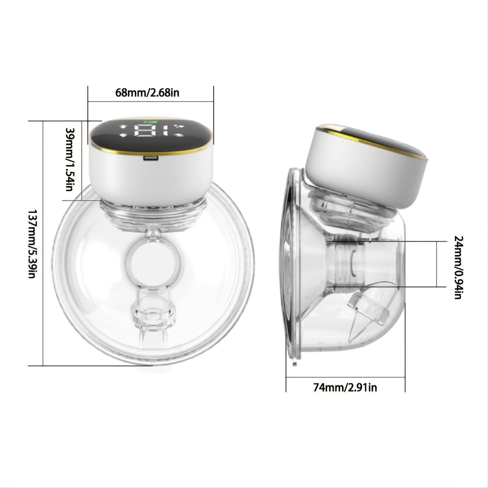 Wearable Breast Pump; Low-Noise And Painless Hands Free Electric Breast Pump With 4 Mode & 12 Levels; Painless Breastfeeding Breast Pump Can Be Worn In-Bra