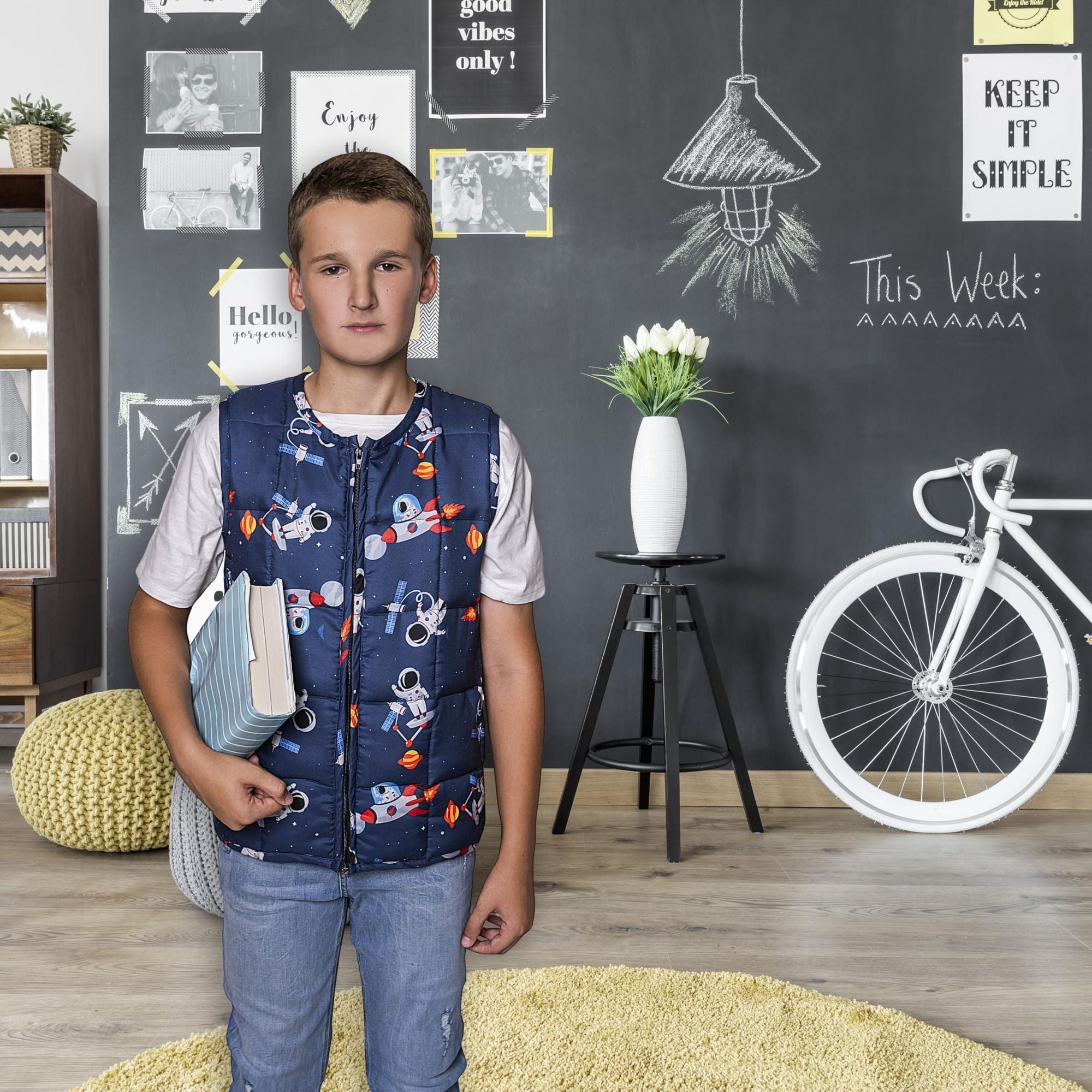 Weighted Vest for Kids Sensory M Size Ages 5 to 9 Adjustable Kids Weighted Vest with 2lb weight Breathable and Washable Compression Vest