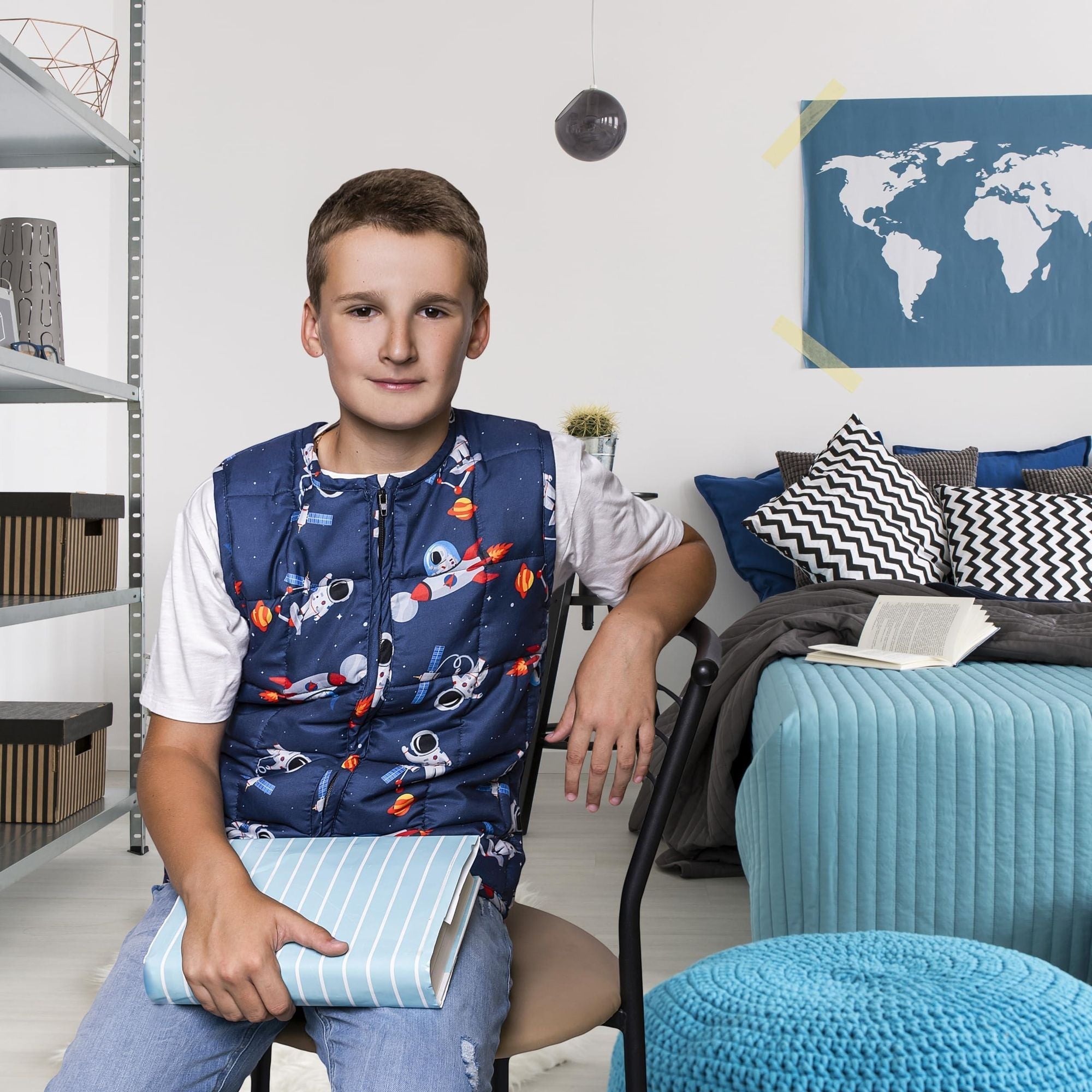 Weighted Vest for Kids Sensory M Size Ages 5 to 9 Adjustable Kids Weighted Vest with 2lb weight Breathable and Washable Compression Vest