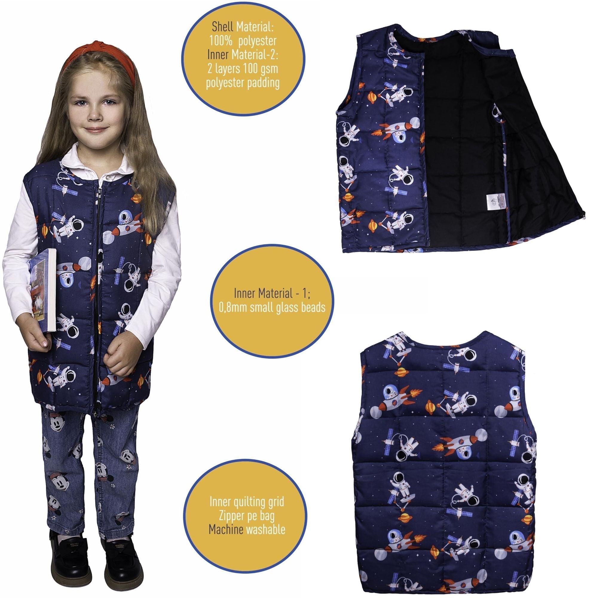 Weighted Vest for Kids Sensory M Size Ages 5 to 9 Adjustable Kids Weighted Vest with 2lb weight Breathable and Washable Compression Vest