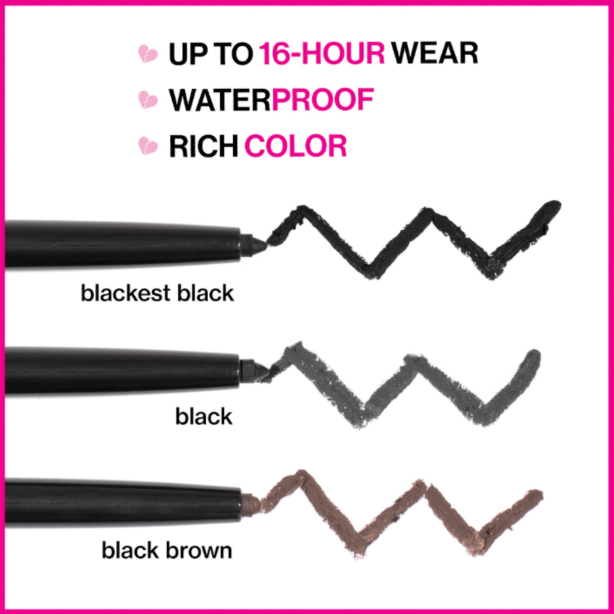 wet n wild Mega Last Breakup Proof Retractable Eyeliner - Waterproof 16-Hour Long-Lasting Wear, Cruelty-Free & Vegan - Blackest Black