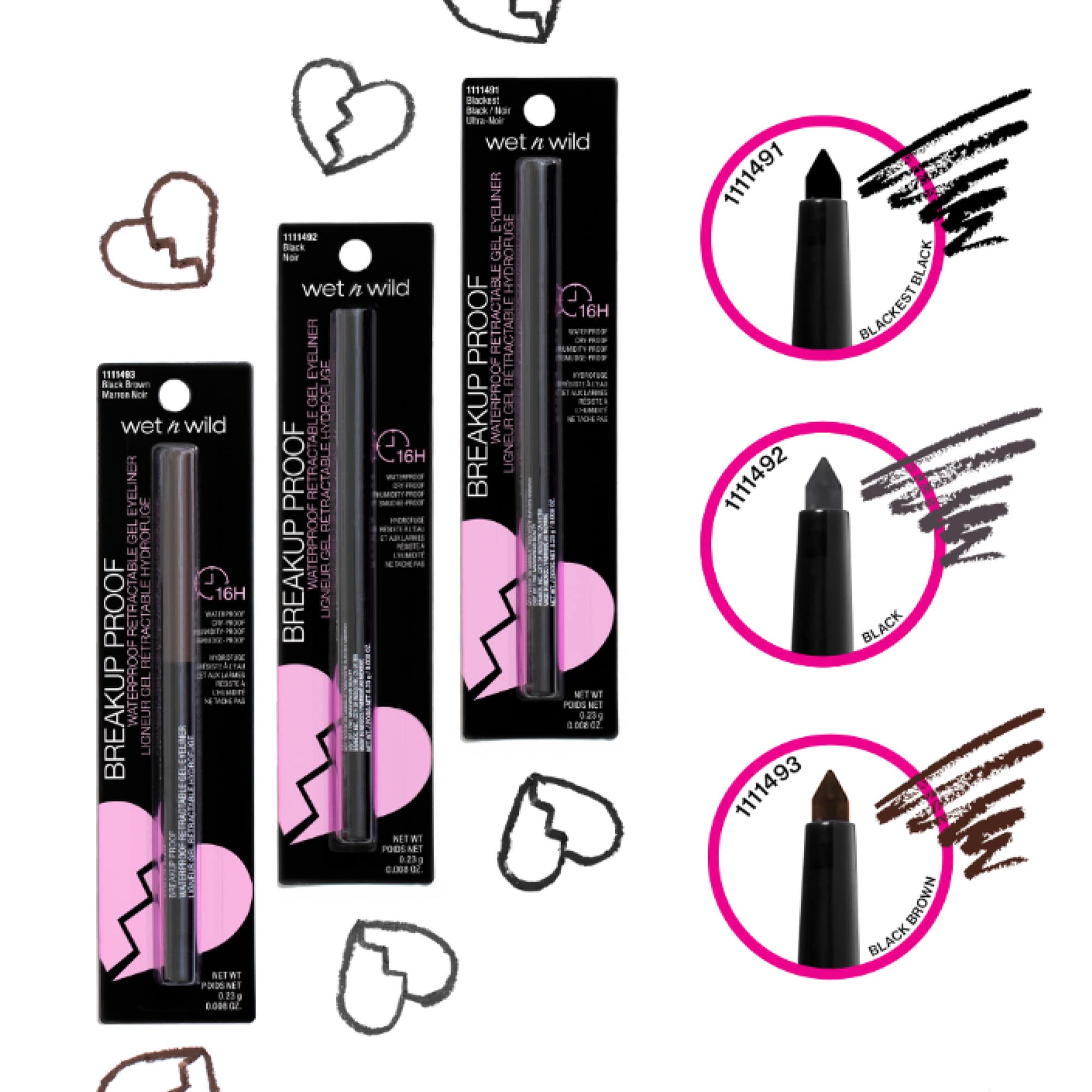 wet n wild Mega Last Breakup Proof Retractable Eyeliner - Waterproof 16-Hour Long-Lasting Wear, Cruelty-Free & Vegan - Blackest Black