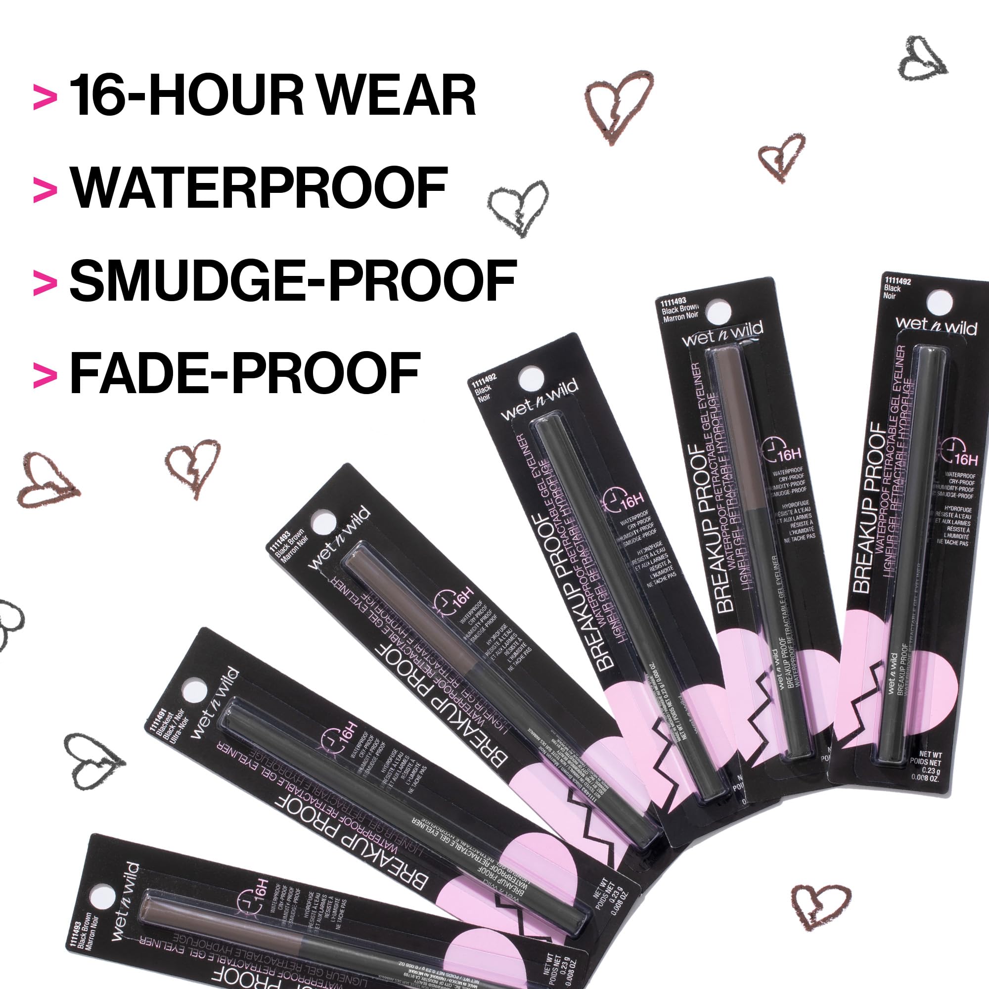 wet n wild Mega Last Breakup Proof Retractable Eyeliner - Waterproof 16-Hour Long-Lasting Wear, Cruelty-Free & Vegan - Blackest Black