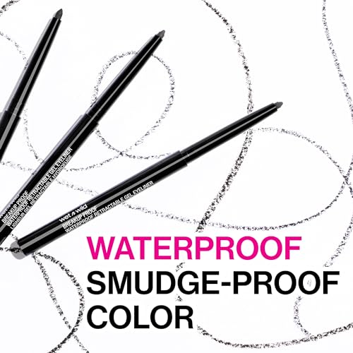 wet n wild Mega Last Breakup Proof Retractable Eyeliner - Waterproof 16-Hour Long-Lasting Wear, Cruelty-Free & Vegan - Blackest Black