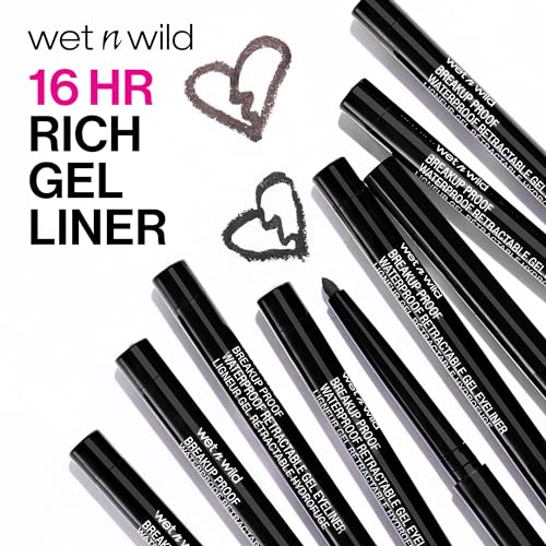 wet n wild Mega Last Breakup Proof Retractable Eyeliner - Waterproof 16-Hour Long-Lasting Wear, Cruelty-Free & Vegan - Blackest Black