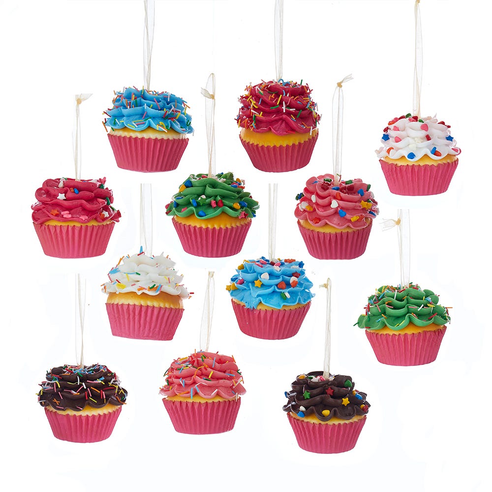 Flower Cupcake Ornaments - White With Shaped Sprinkles