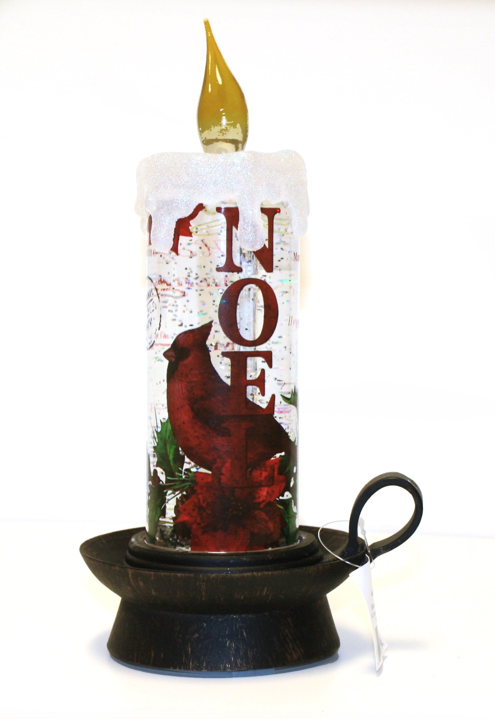 Spinning Lighted Holiday Candle Waterglobe -