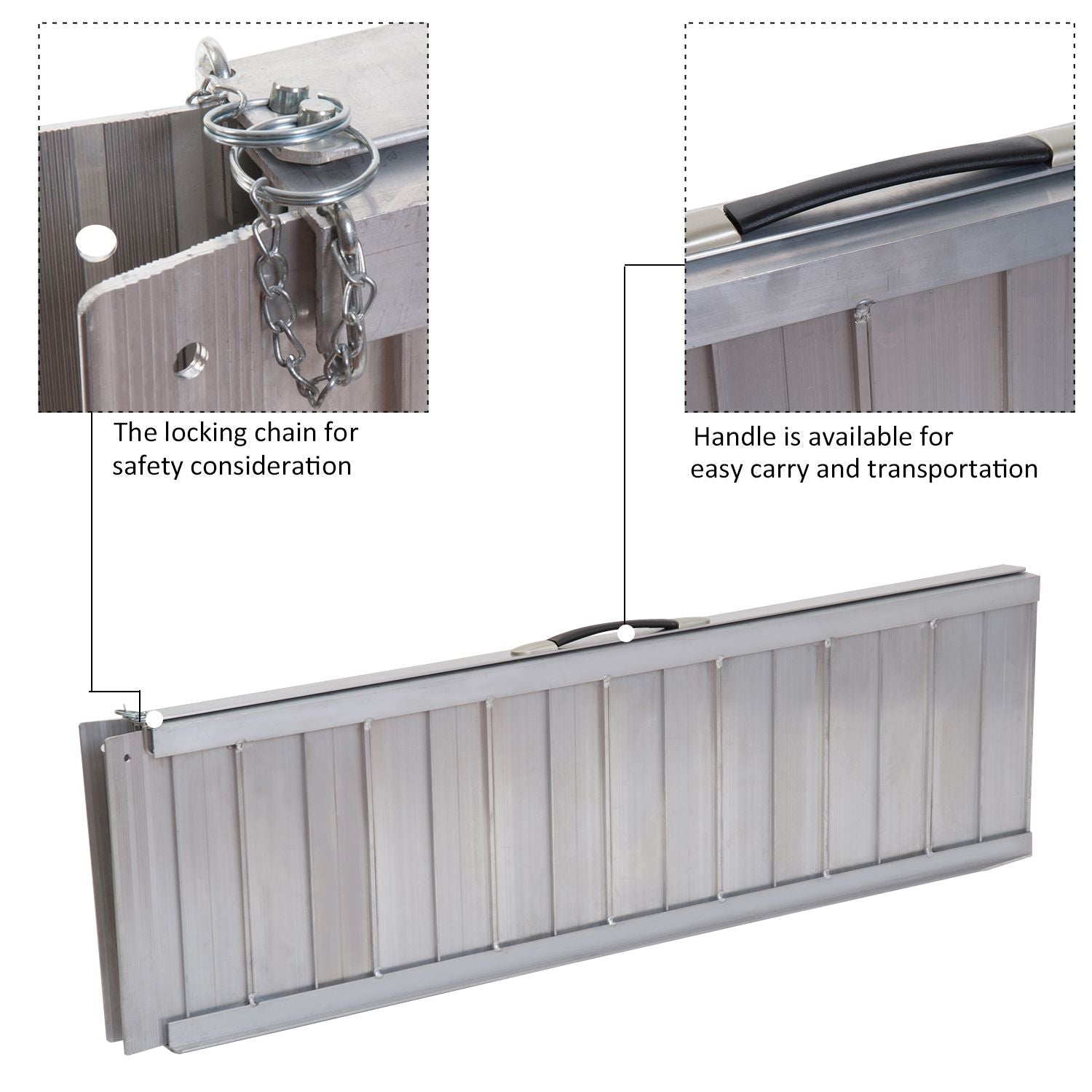 Wheelchair Ramp 4FT, Folding Aluminum Threshold Ramp with Non-Slip Surface, Transition Plates, 600lbs Weight Capacity, Handicap Ramp for Home, Doorways, Curbs, Steps