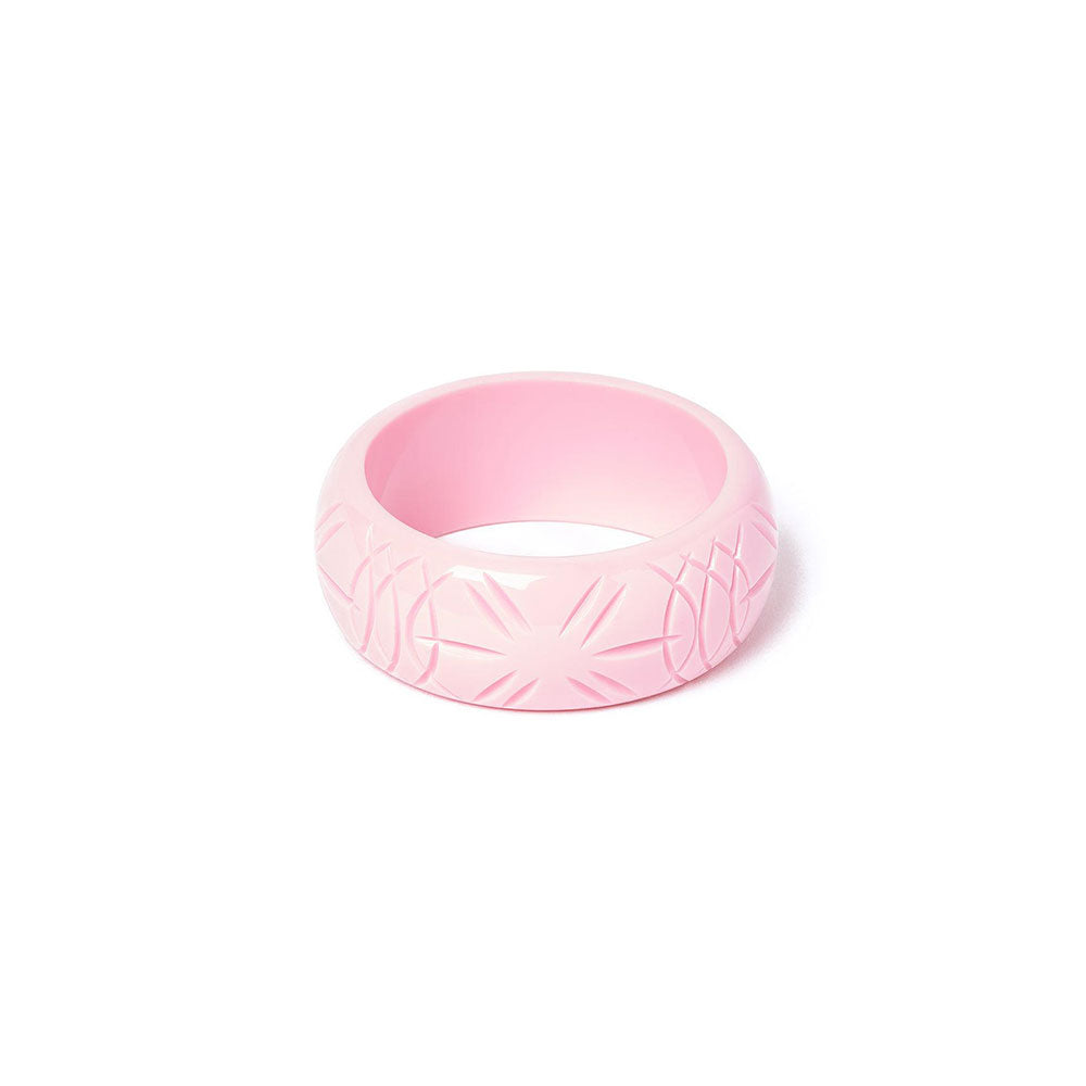 Wide Baby Pink Heavy Carve Bangle by Splendette