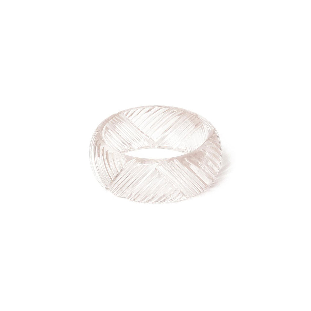 Wide Crystal Heavy Carve Bangle by Splendette