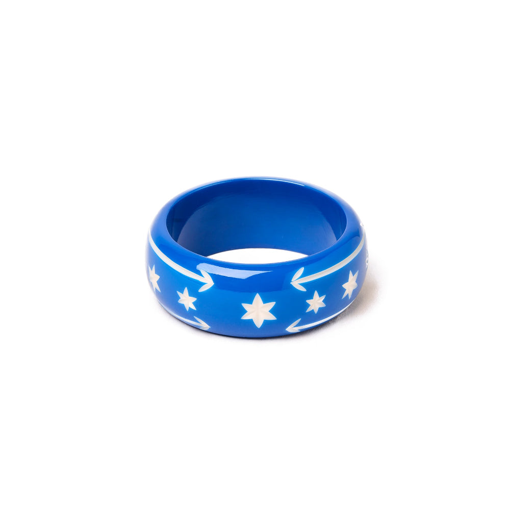 Wide Denim Blue Bangle by Splendette