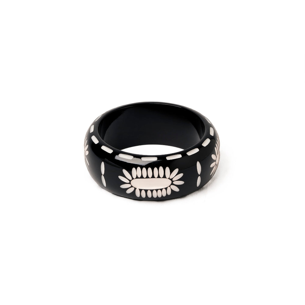 Wide Rebel Black Bangle by Splendette