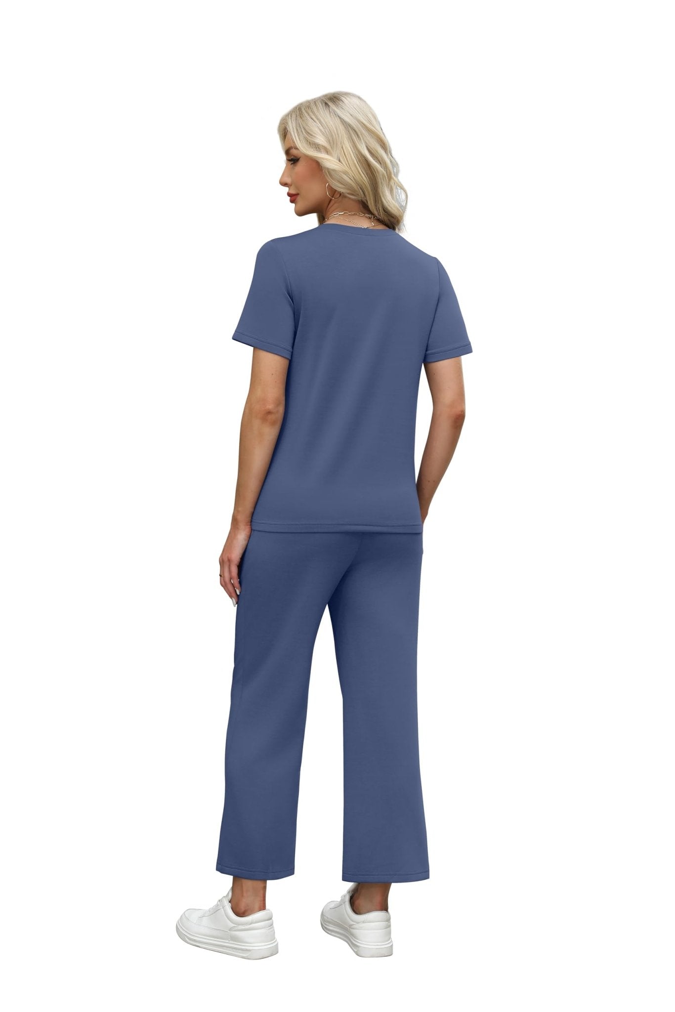 WIHOLL 2 Piece Sets for Women Summer Lounge Set Wide Leg Pants Matching Set Vacation Travel Outfits Beach Clothing