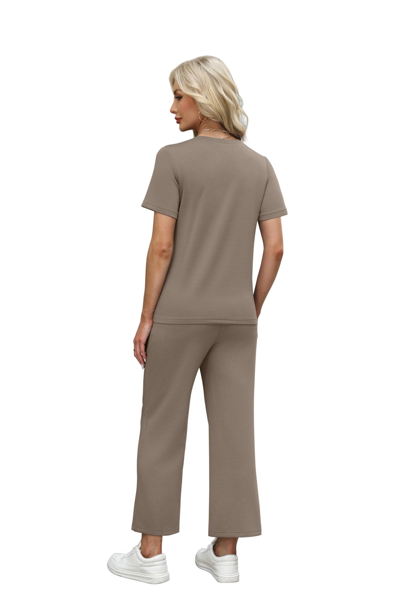 WIHOLL 2 Piece Sets for Women Summer Lounge Set Wide Leg Pants Matching Set Vacation Travel Outfits Beach Clothing