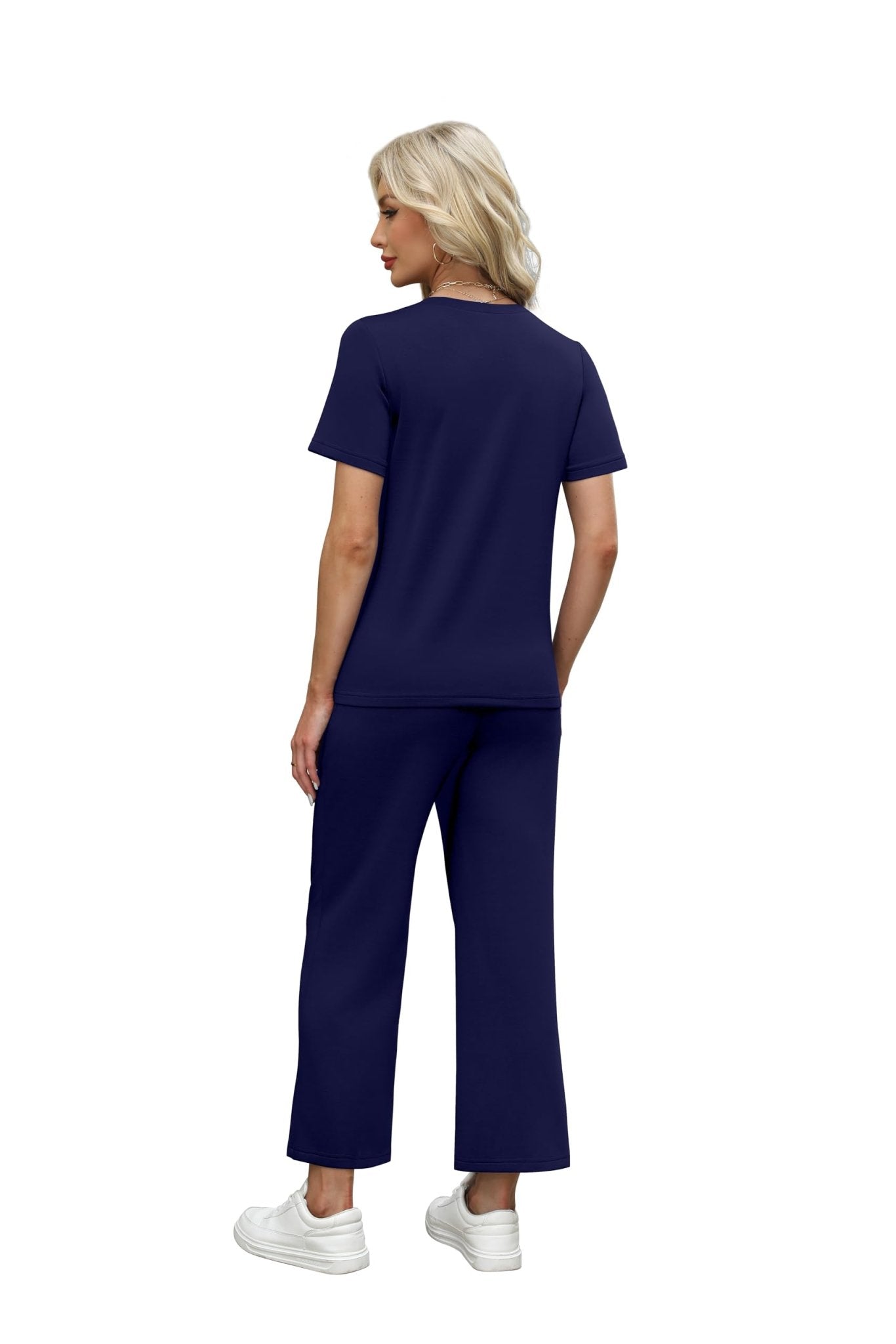 WIHOLL 2 Piece Sets for Women Summer Lounge Set Wide Leg Pants Matching Set Vacation Travel Outfits Beach Clothing