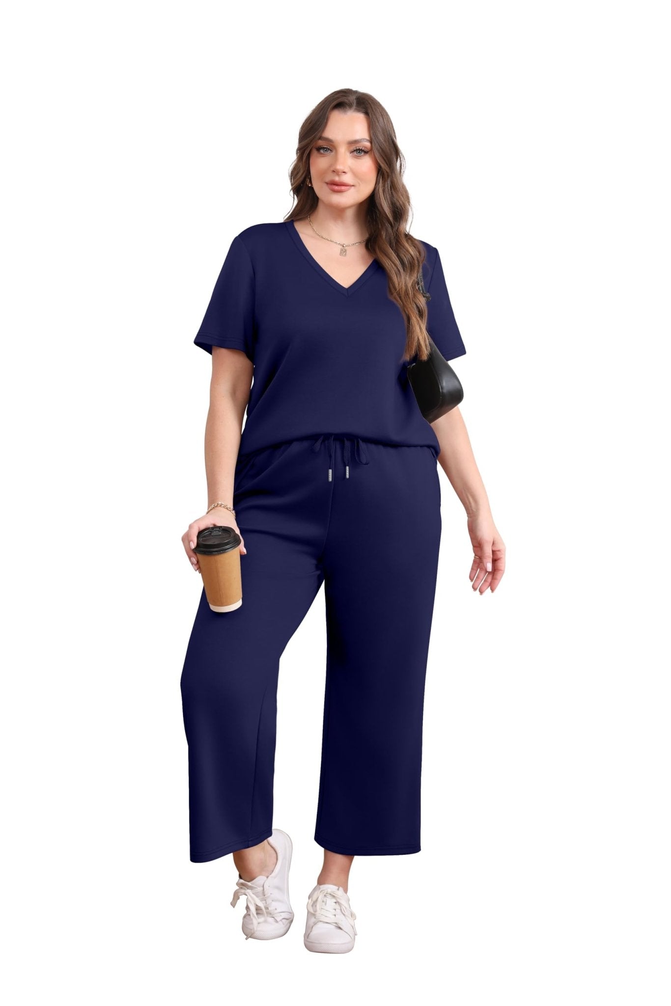 WIHOLL 2 Piece Sets for Women Summer Lounge Set Wide Leg Pants Matching Set Vacation Travel Outfits Beach Clothing