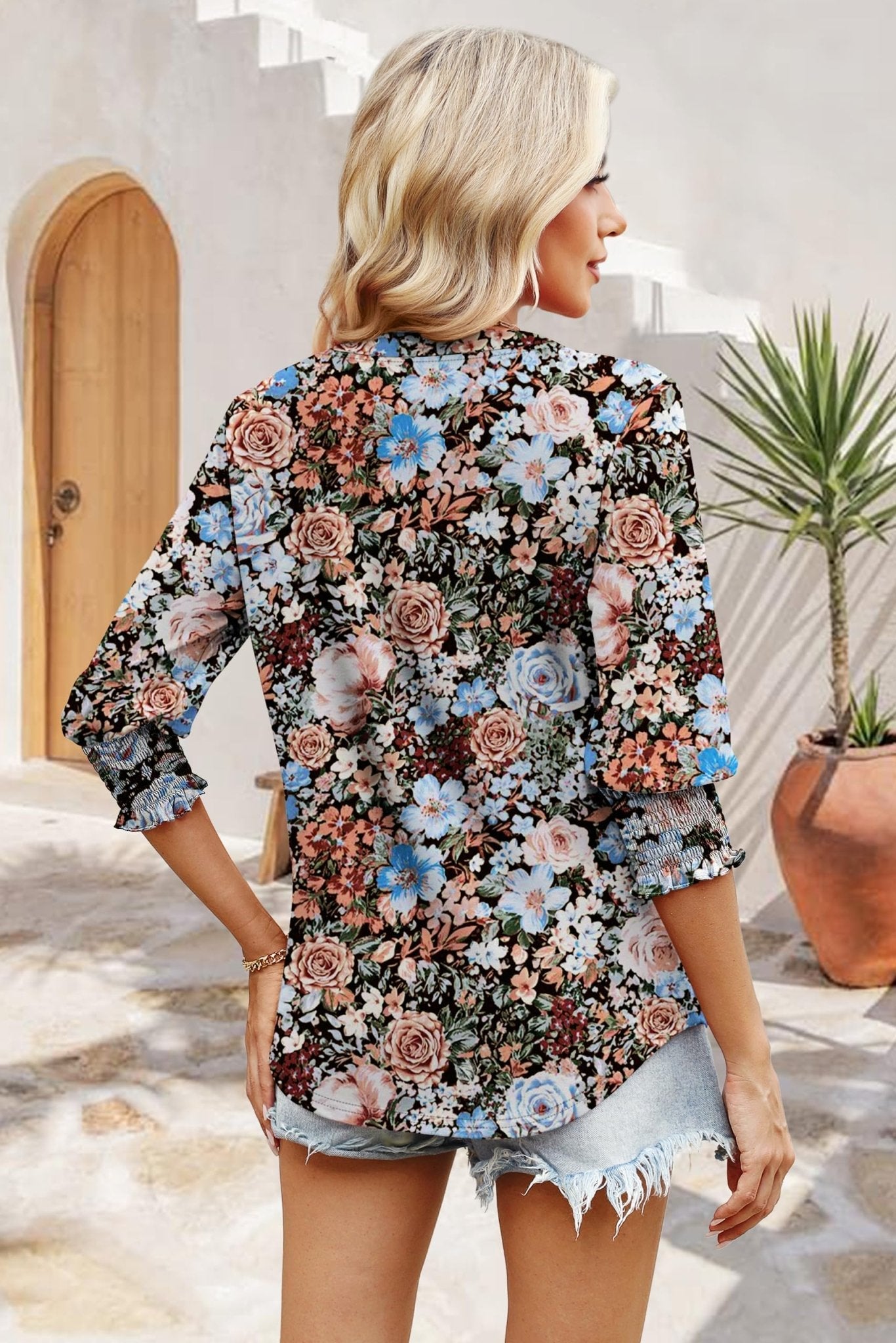 WIHOLL Blouses for Women Dressy Casual 3/4 Length Sleeve Womens Tops Trendy Summer Spring Shirts S-3XL