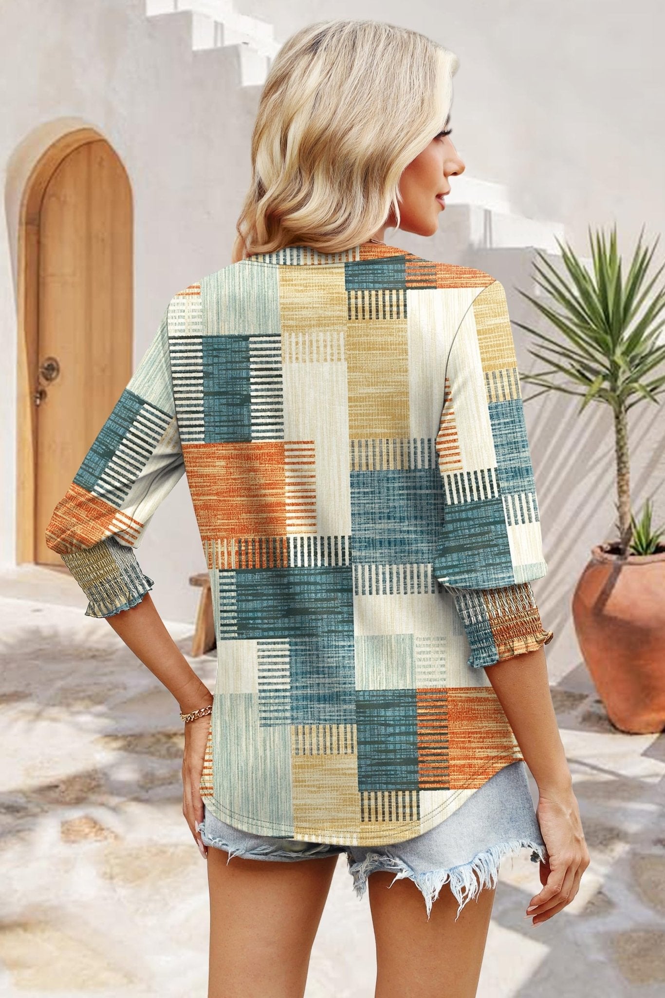 WIHOLL Blouses for Women Dressy Casual 3/4 Length Sleeve Womens Tops Trendy Summer Spring Shirts S-3XL