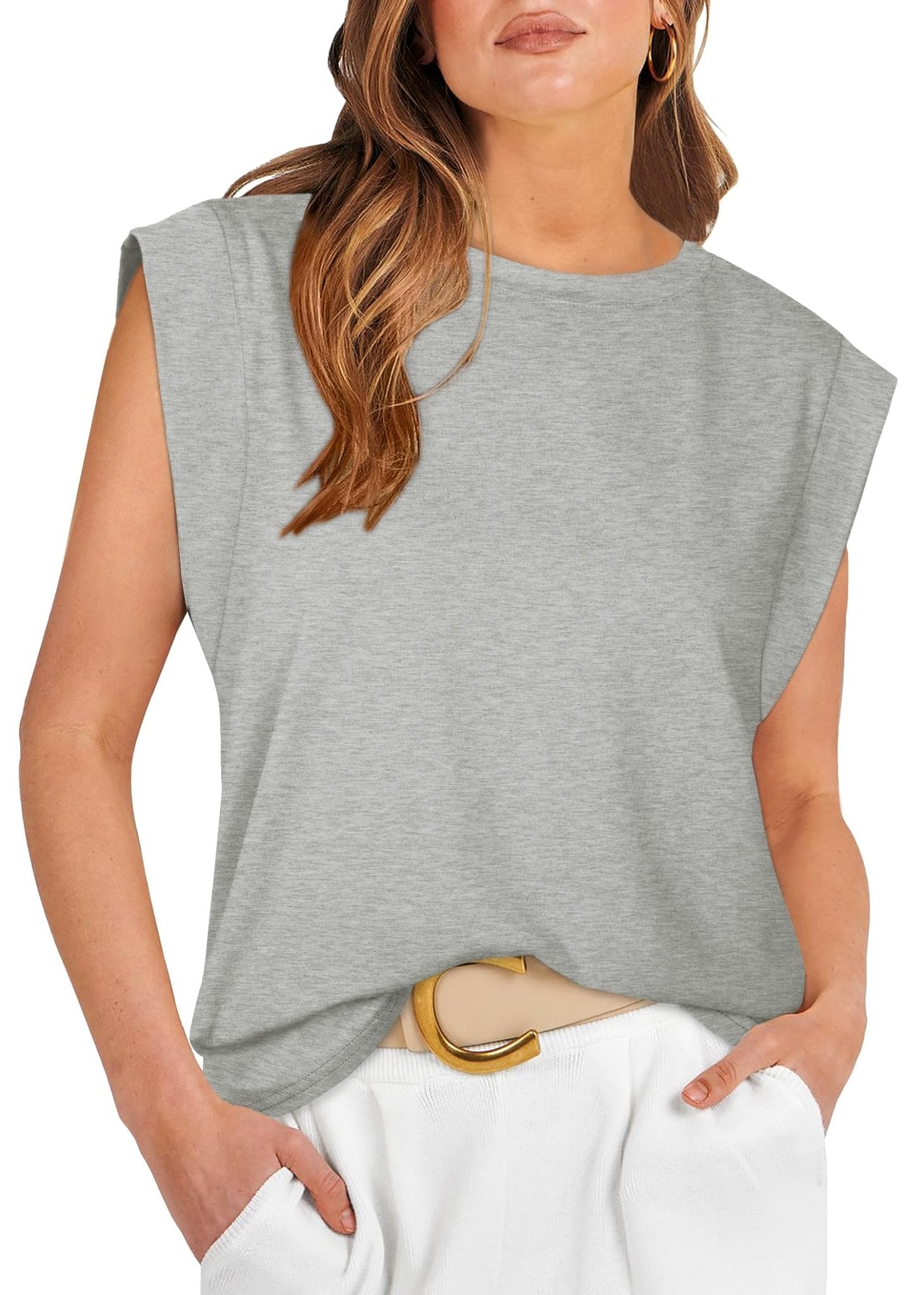 WIHOLL Cap Sleeve Tops for Women Summer Top Basic Tee Shirts Casual Tank Loose Fit 2025 Fashion