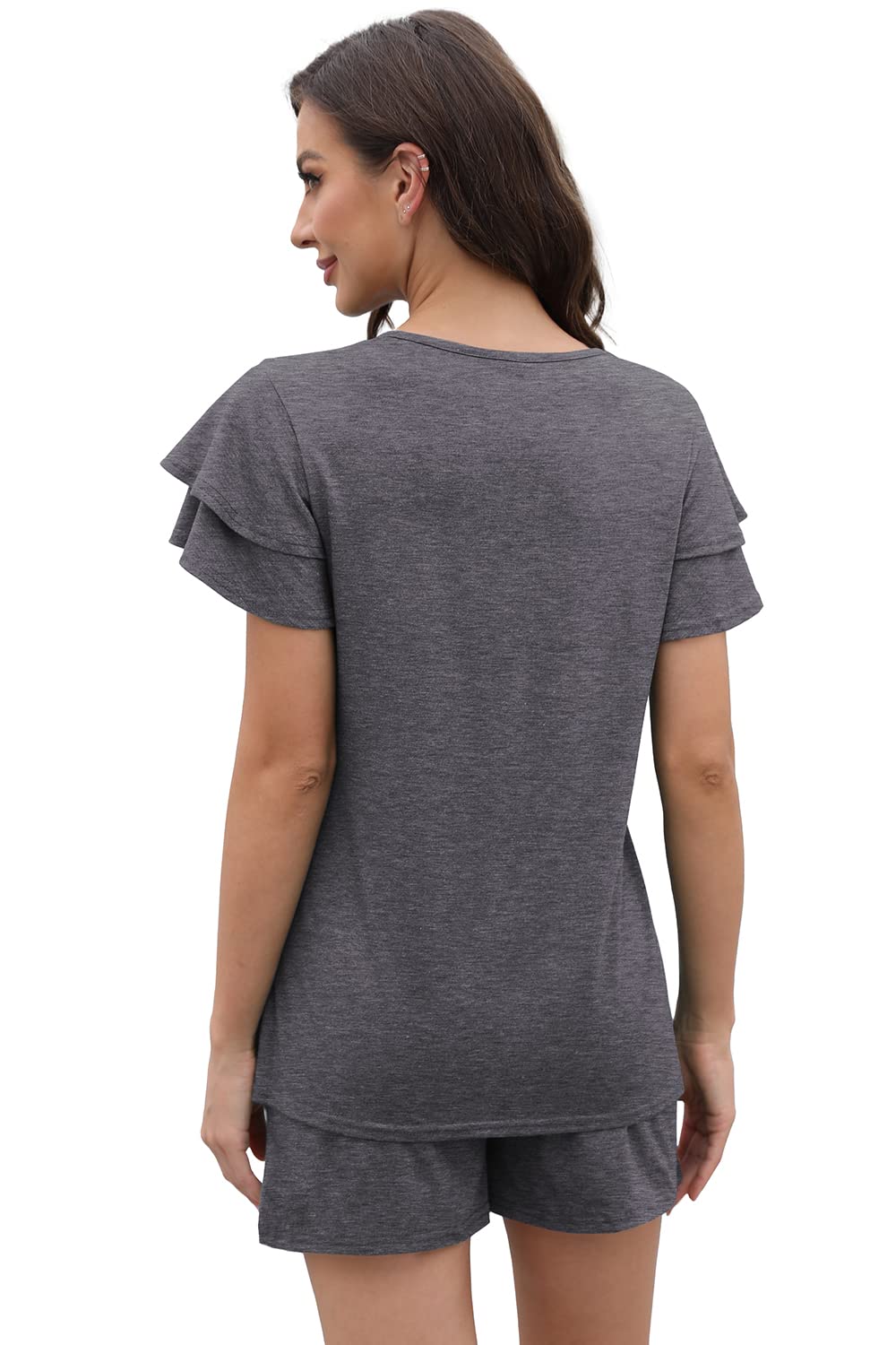 WIHOLL Summer Outfits for Women 2 Piece Short Sleeve V Neck Lounge Sets Casual