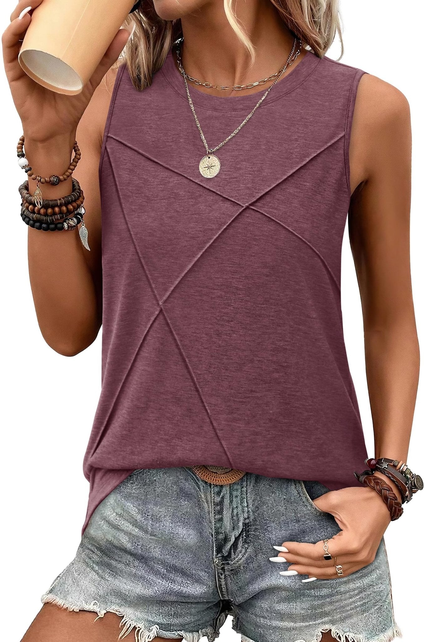 WIHOLL Summer Tank Tops for Women Loose Fit Crew Neck Casual Sleeveless Tops 2025 Trendy