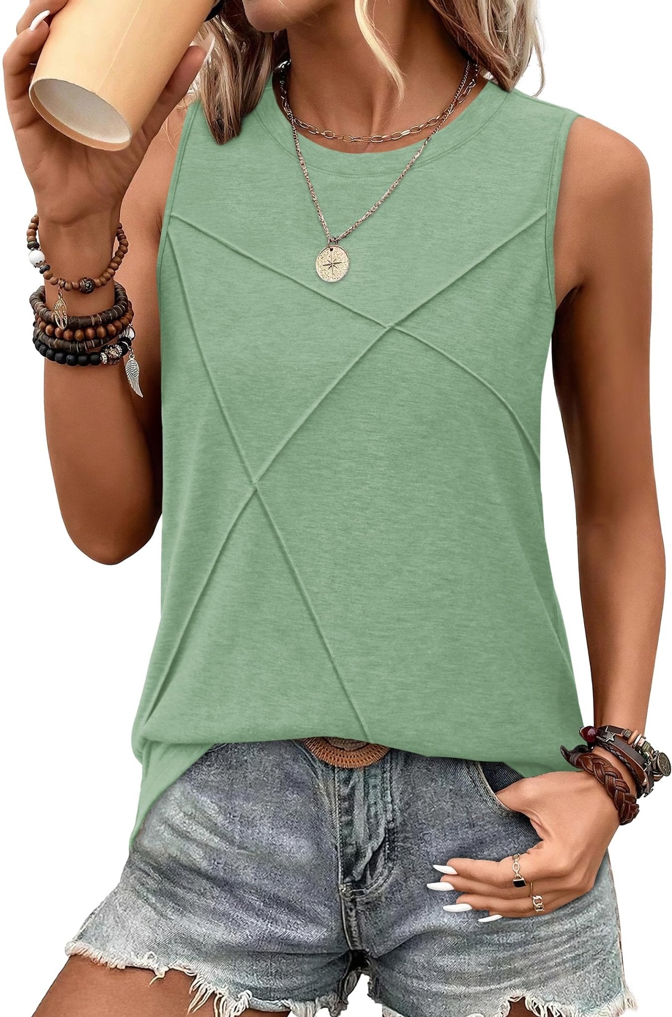 WIHOLL Summer Tank Tops for Women Loose Fit Crew Neck Casual Sleeveless Tops 2025 Trendy