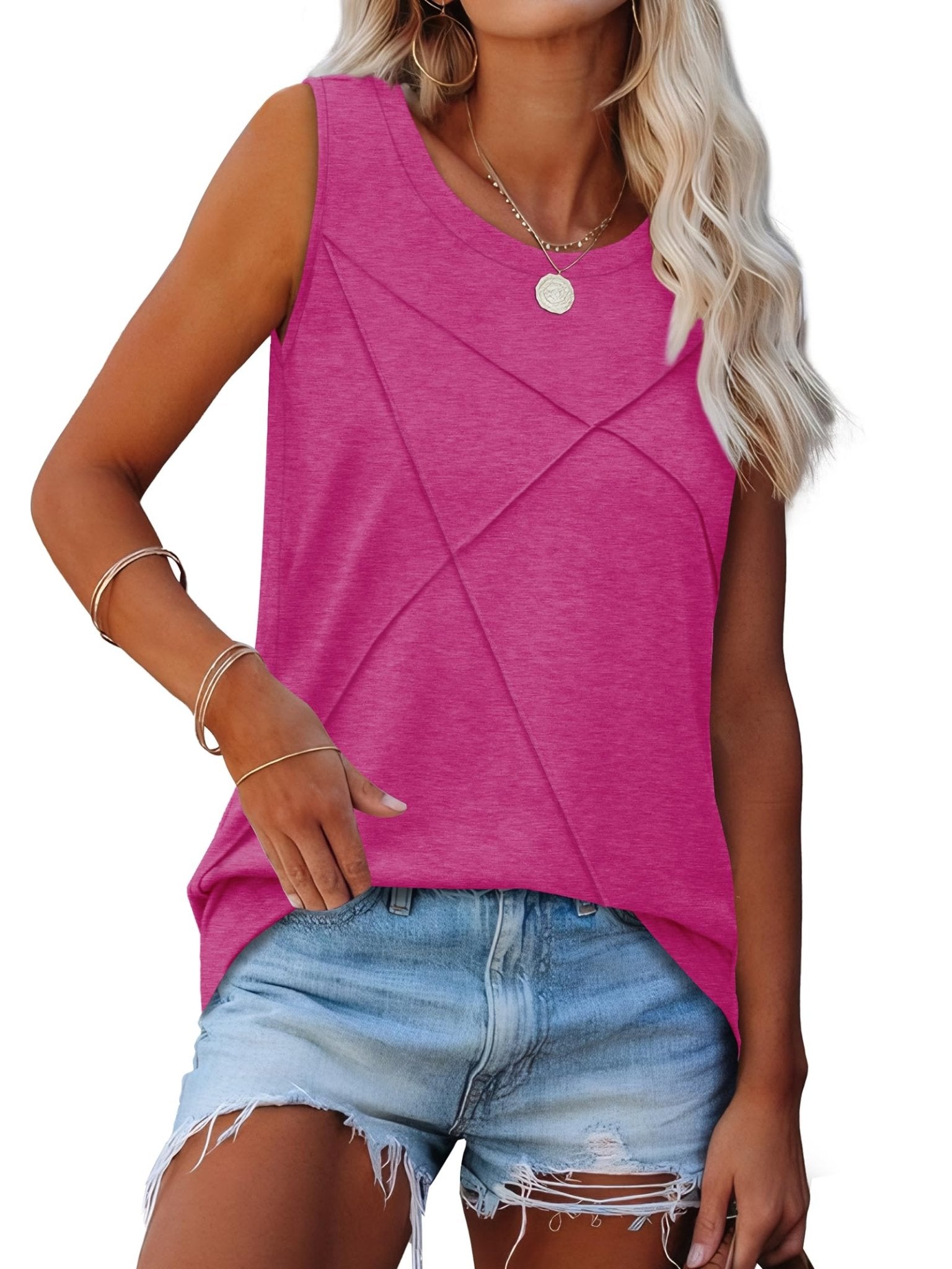 WIHOLL Summer Tank Tops for Women Loose Fit Crew Neck Casual Sleeveless Tops 2025 Trendy