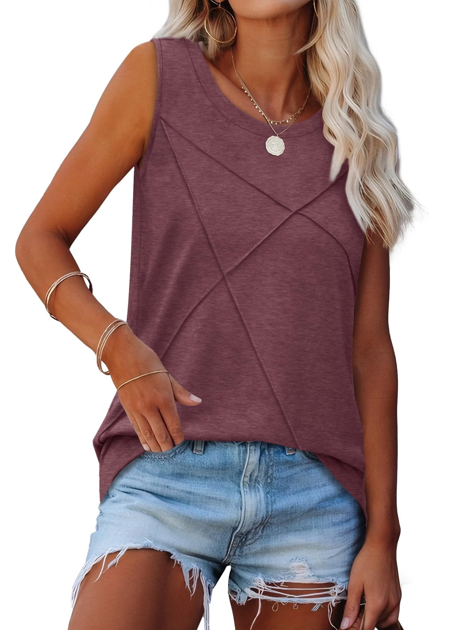 WIHOLL Summer Tank Tops for Women Loose Fit Crew Neck Casual Sleeveless Tops 2025 Trendy