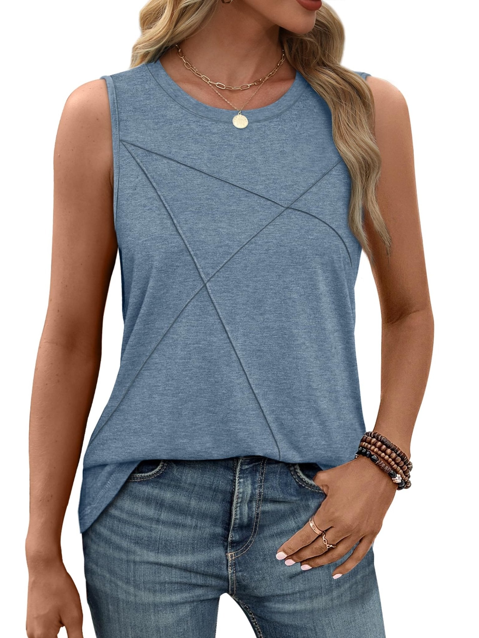 WIHOLL Summer Tank Tops for Women Loose Fit Crew Neck Casual Sleeveless Tops 2025 Trendy