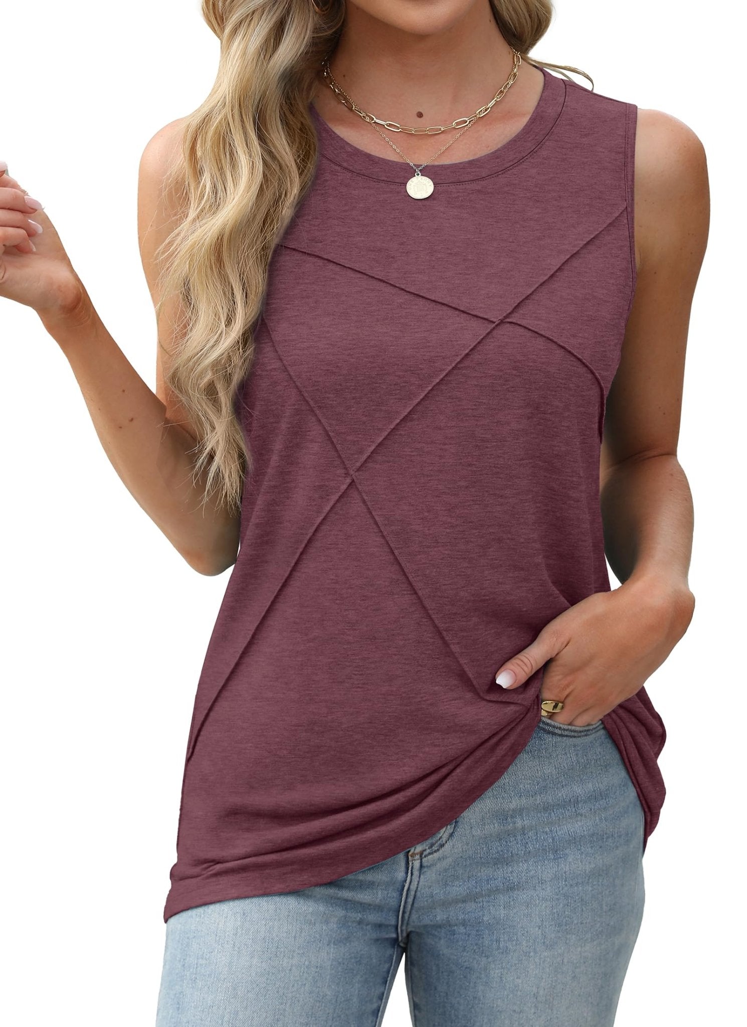 WIHOLL Summer Tank Tops for Women Loose Fit Crew Neck Casual Sleeveless Tops 2025 Trendy