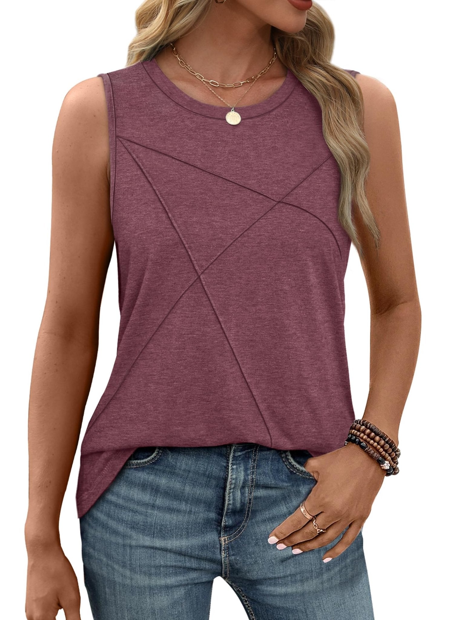 WIHOLL Summer Tank Tops for Women Loose Fit Crew Neck Casual Sleeveless Tops 2025 Trendy