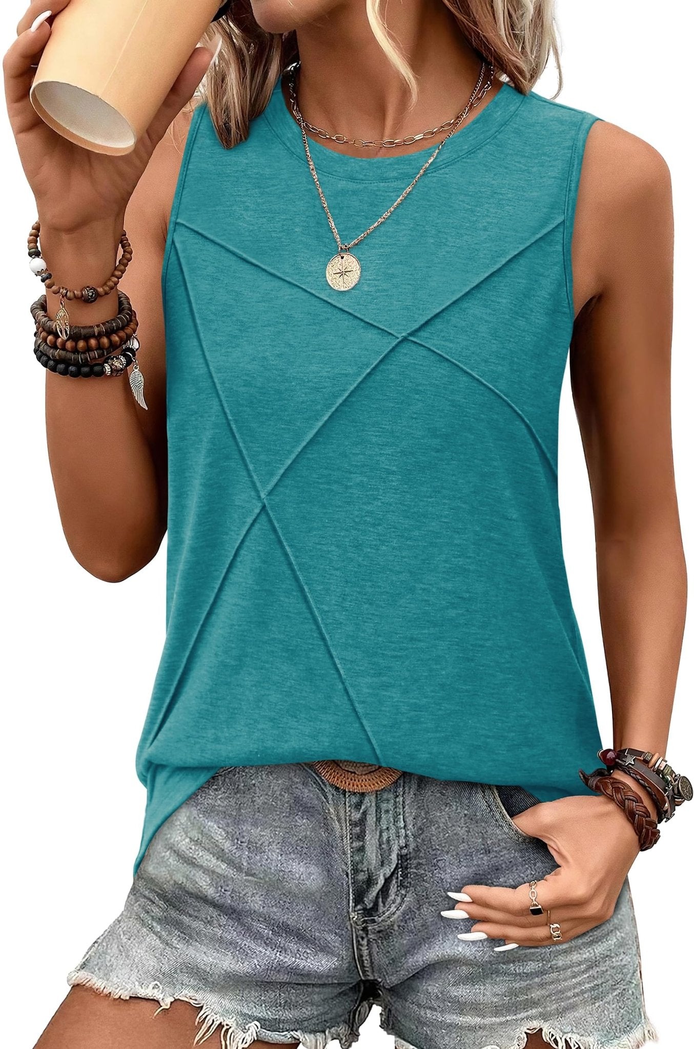 WIHOLL Summer Tank Tops for Women Loose Fit Crew Neck Casual Sleeveless Tops 2025 Trendy