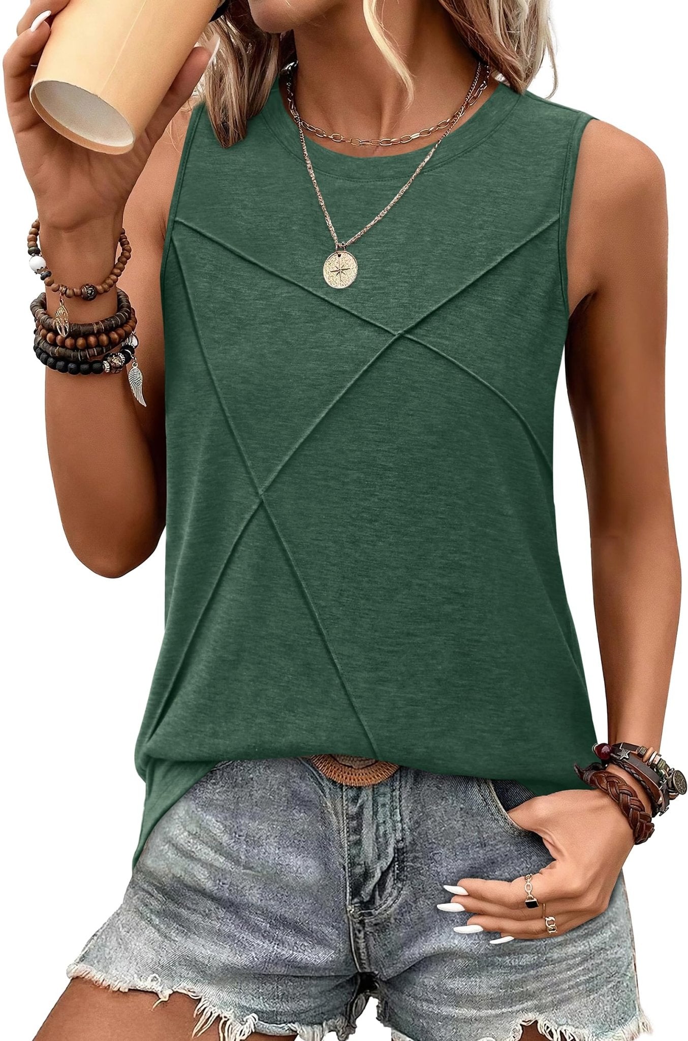 WIHOLL Summer Tank Tops for Women Loose Fit Crew Neck Casual Sleeveless Tops 2025 Trendy