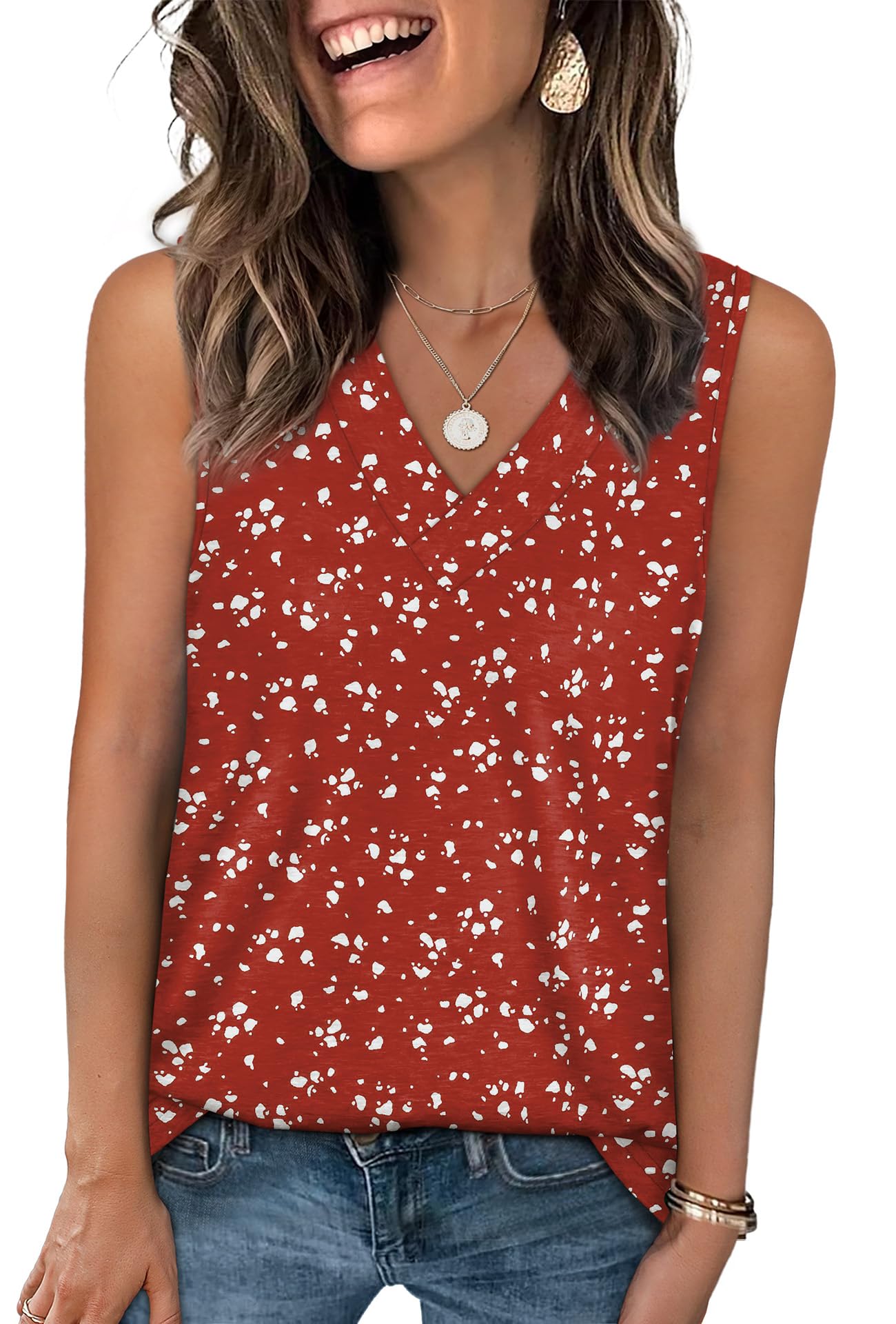 WIHOLL Tank Tops for Women Summer V Neck T Shirts Trendy Sleeveless Basic Tee Loose Fit 2025 Fashion