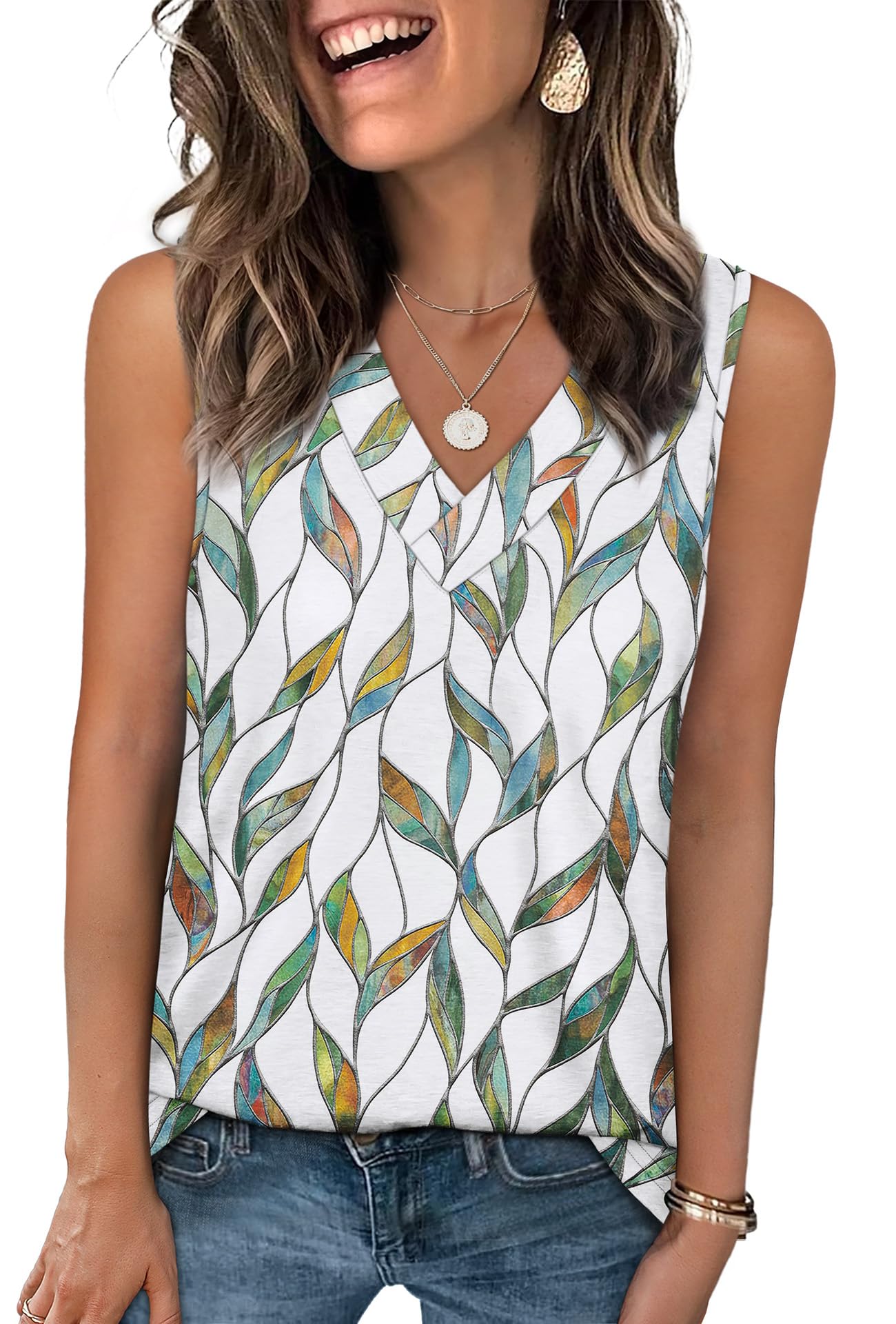 WIHOLL Tank Tops for Women Summer V Neck T Shirts Trendy Sleeveless Basic Tee Loose Fit 2025 Fashion