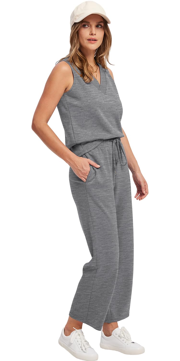 WIHOLL Two Piece Sets for Women Summer Outfits Matching Lounge Sets Wide Leg Crop Pants Vacation Travel