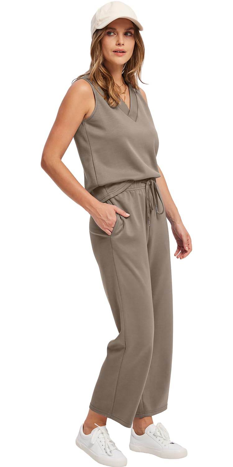 WIHOLL Two Piece Sets for Women Summer Outfits Matching Lounge Sets Wide Leg Crop Pants Vacation Travel