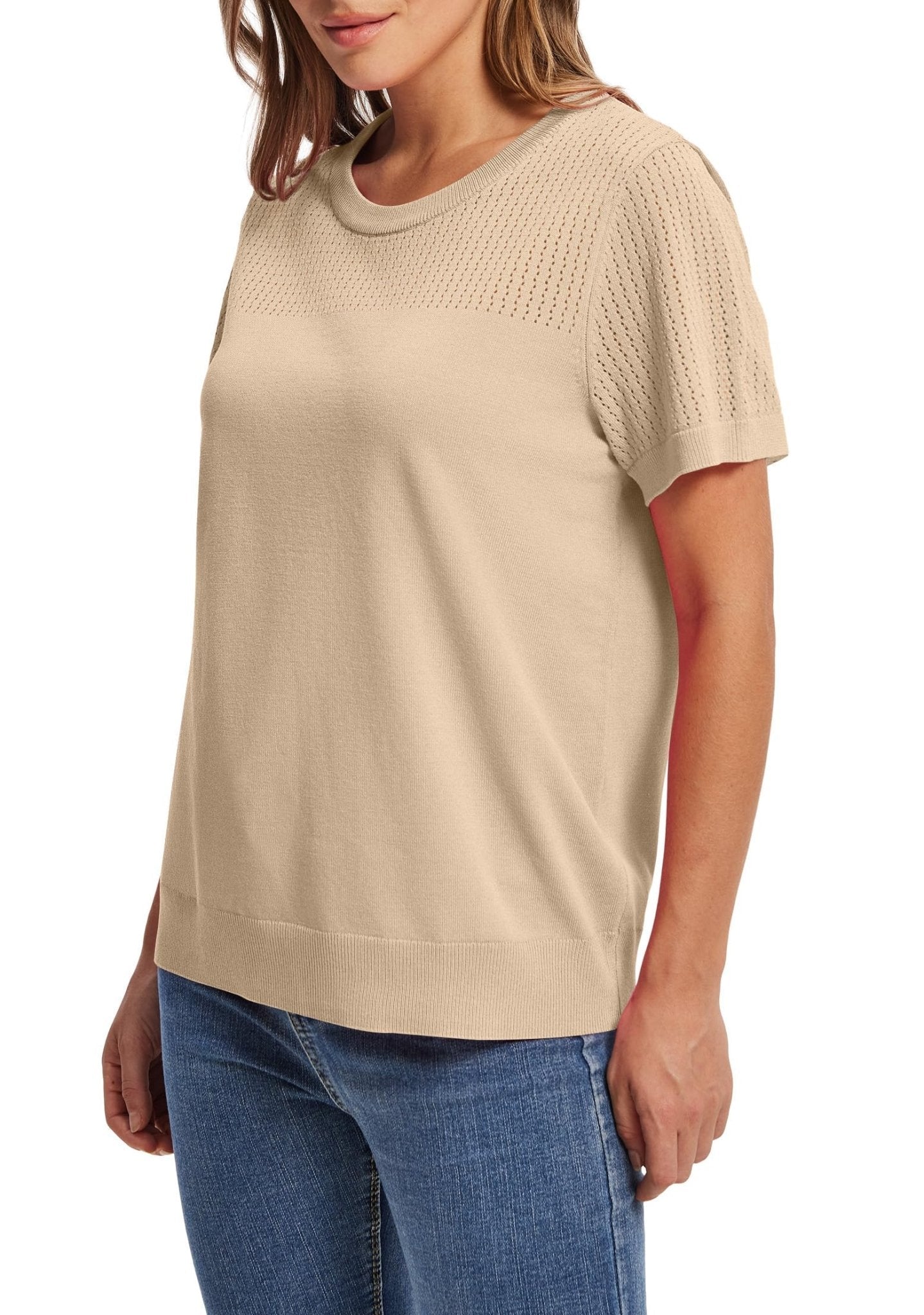 WIHOLL Women’s Short Sleeve Sweater 2025 Spring Summer Tops Pointelle Knit Business Casual Outfits Work Blouses Clothes n