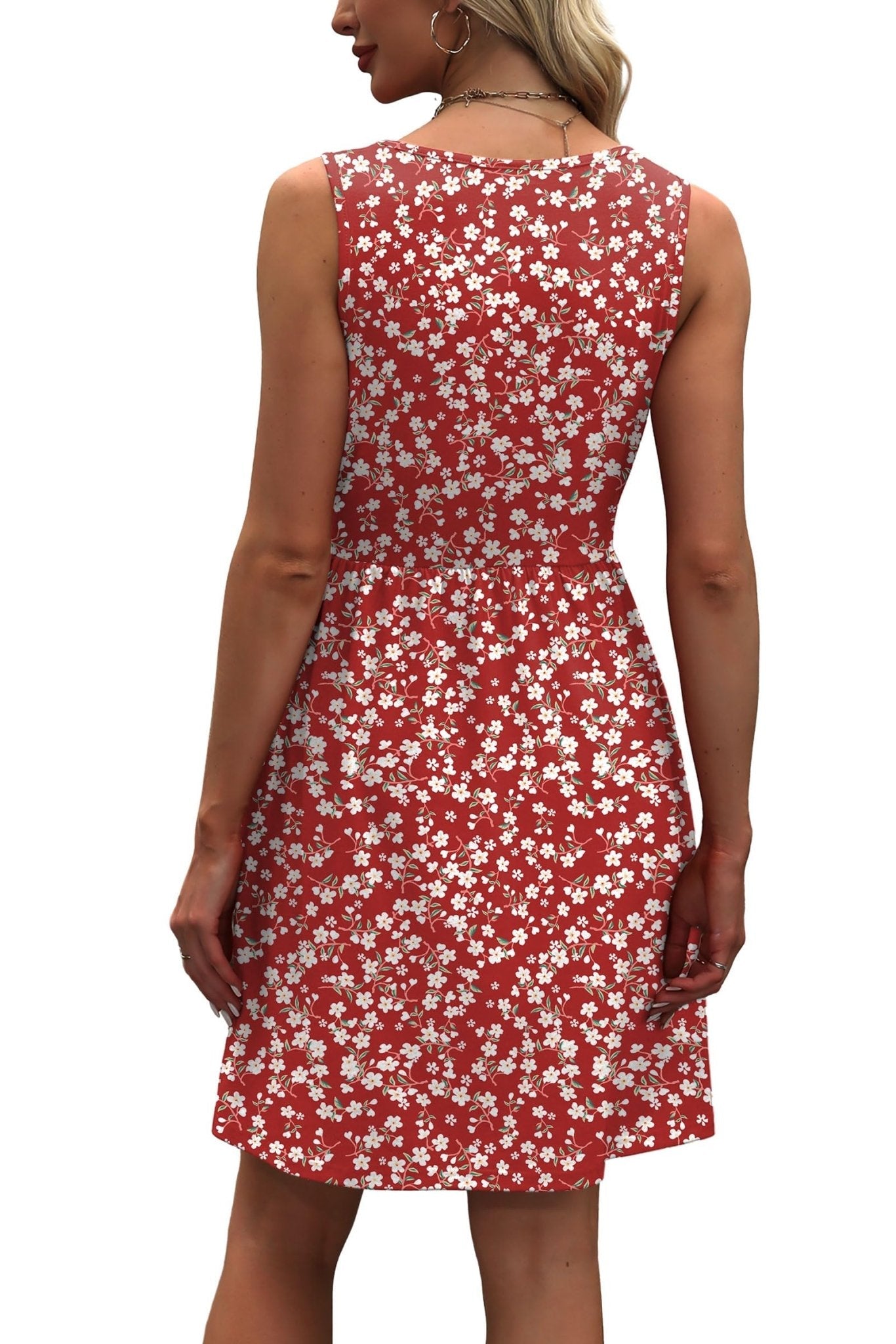 WIHOLL Women's Summer Dress 2025 A-Line Sleeveless Casual Sundress with Pockets Floral/Solid