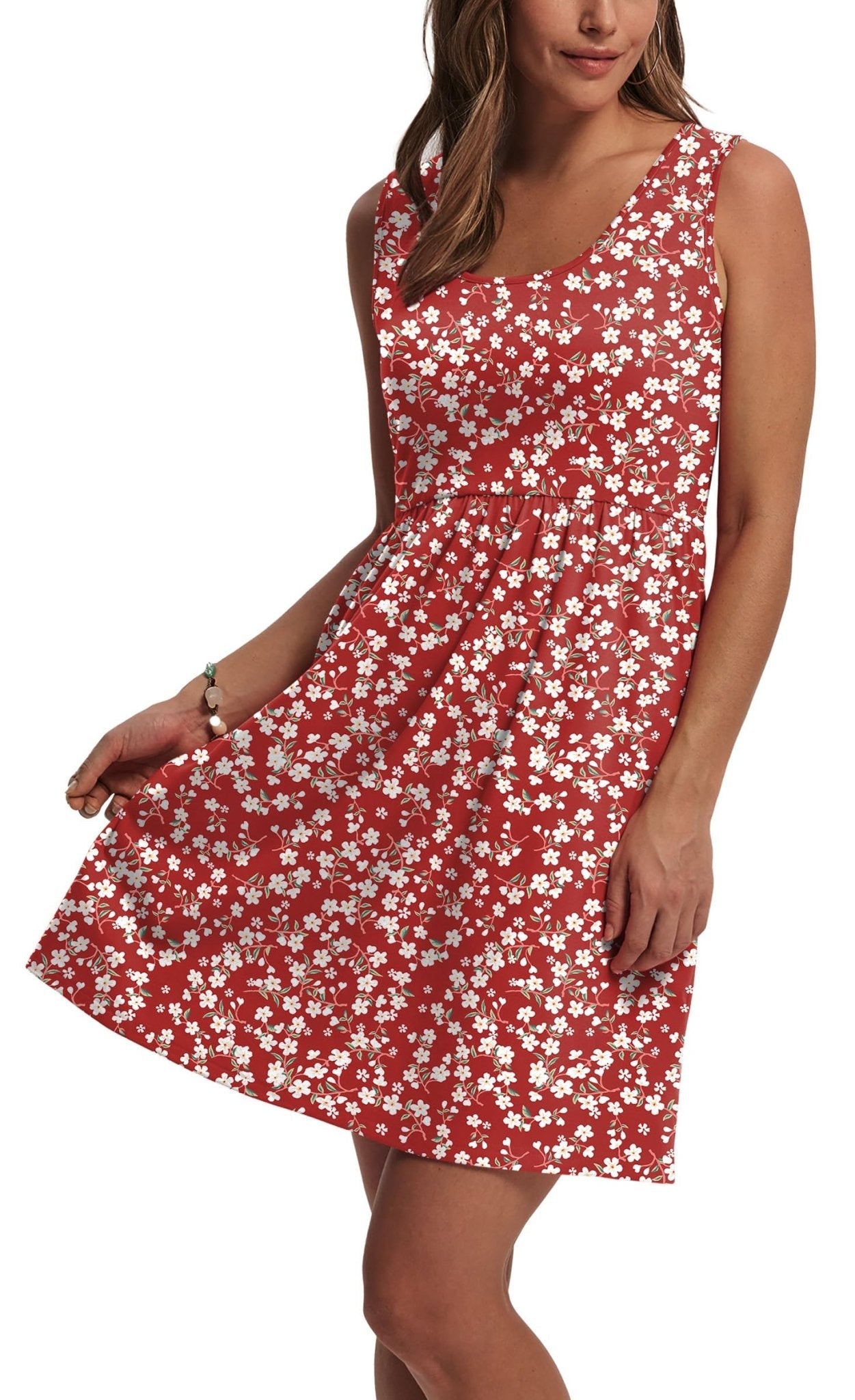 WIHOLL Women's Summer Dress 2025 A-Line Sleeveless Casual Sundress with Pockets Floral/Solid