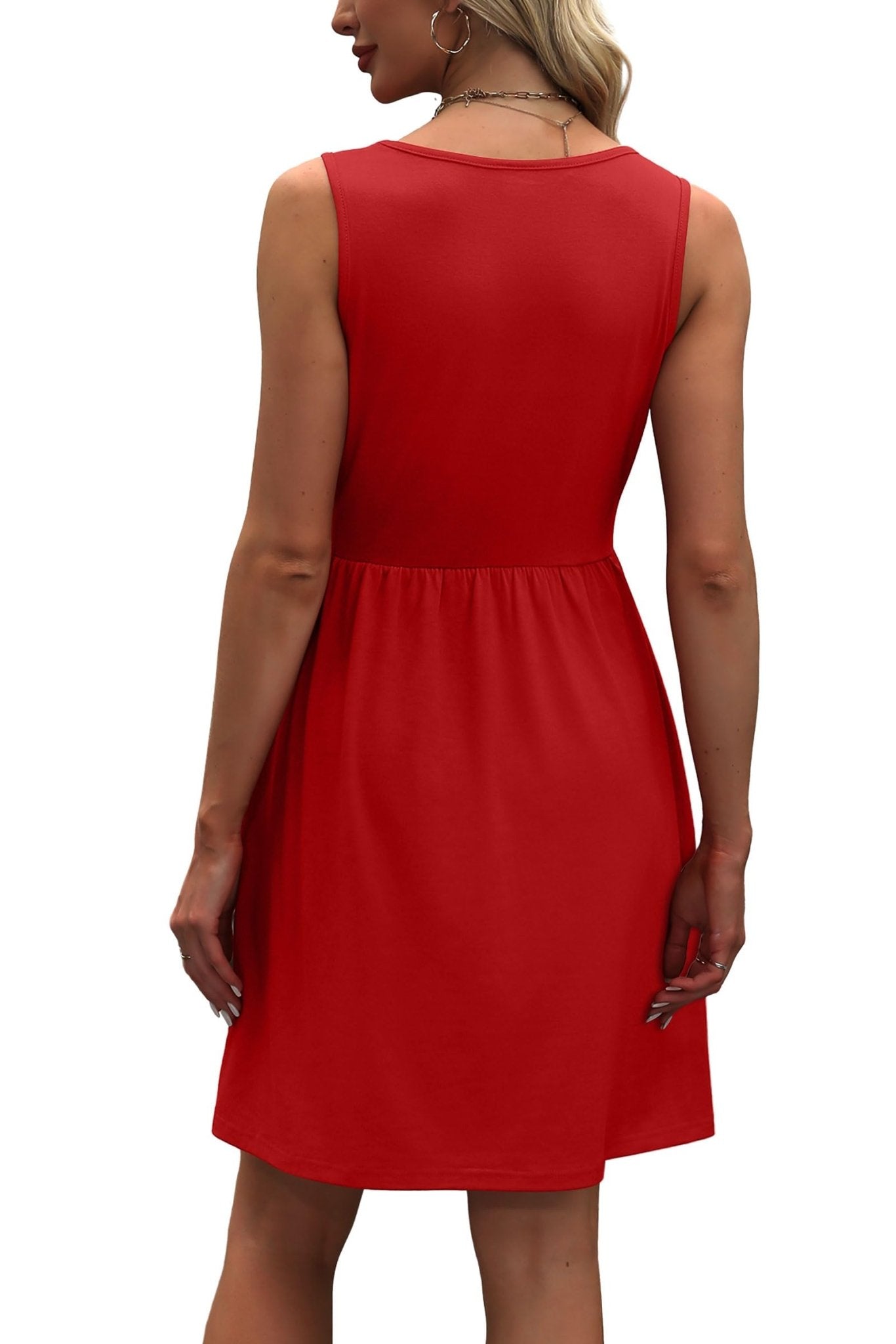 WIHOLL Women's Summer Dress 2025 A-Line Sleeveless Casual Sundress with Pockets Floral/Solid