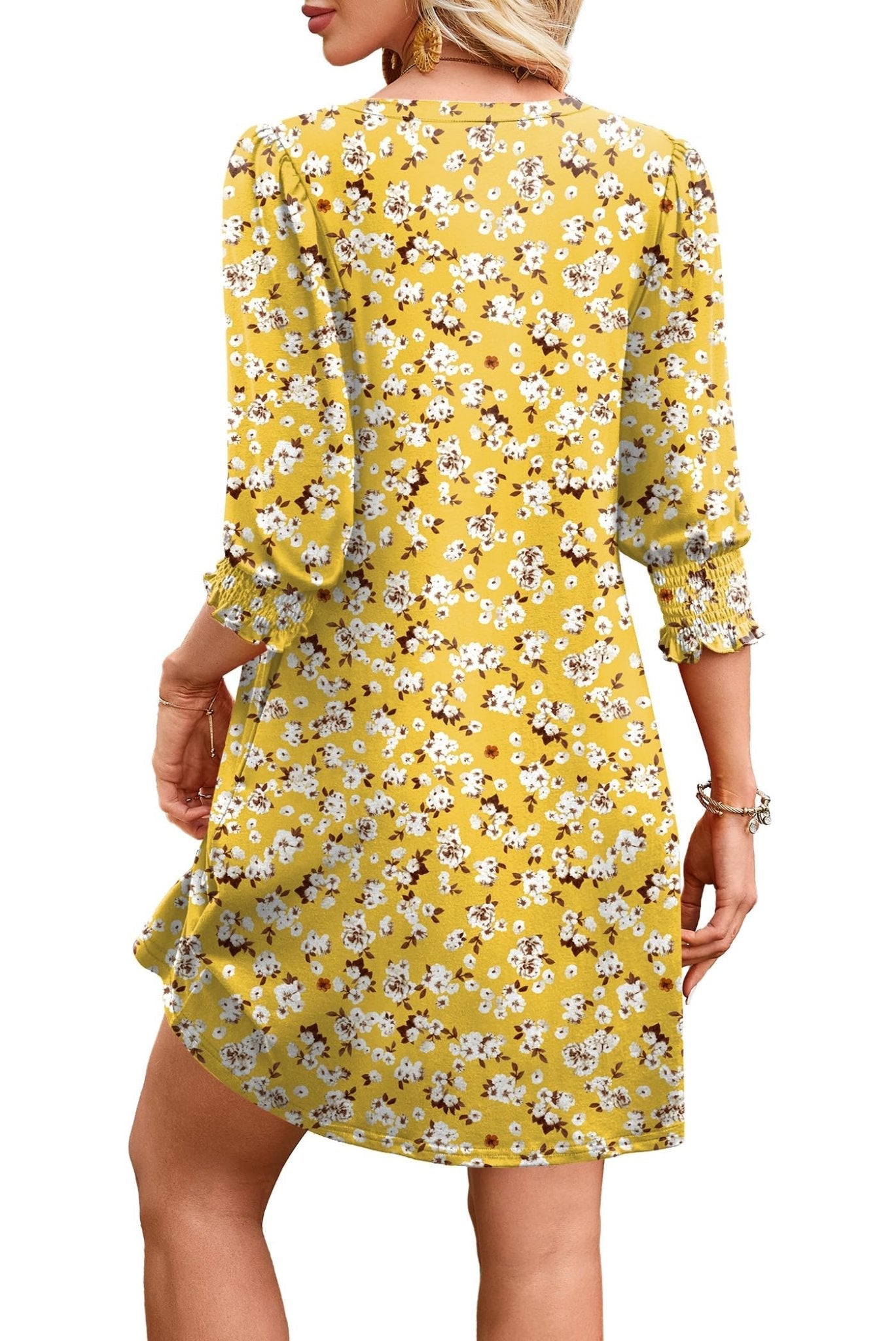 WIHOLL Women's Summer Dresses 3/4 Puff Sleeve Casual Sundress Dress with Pockets Beach Vacation 2025 Fashion