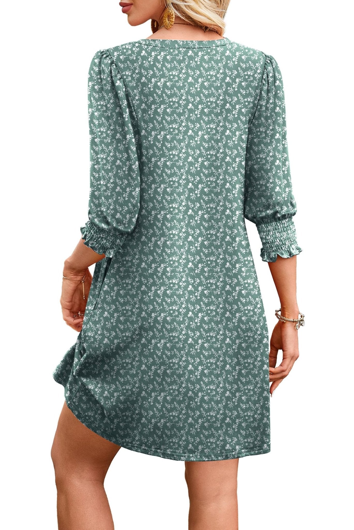 WIHOLL Women's Summer Dresses 3/4 Puff Sleeve Casual Sundress Dress with Pockets Beach Vacation 2025 Fashion