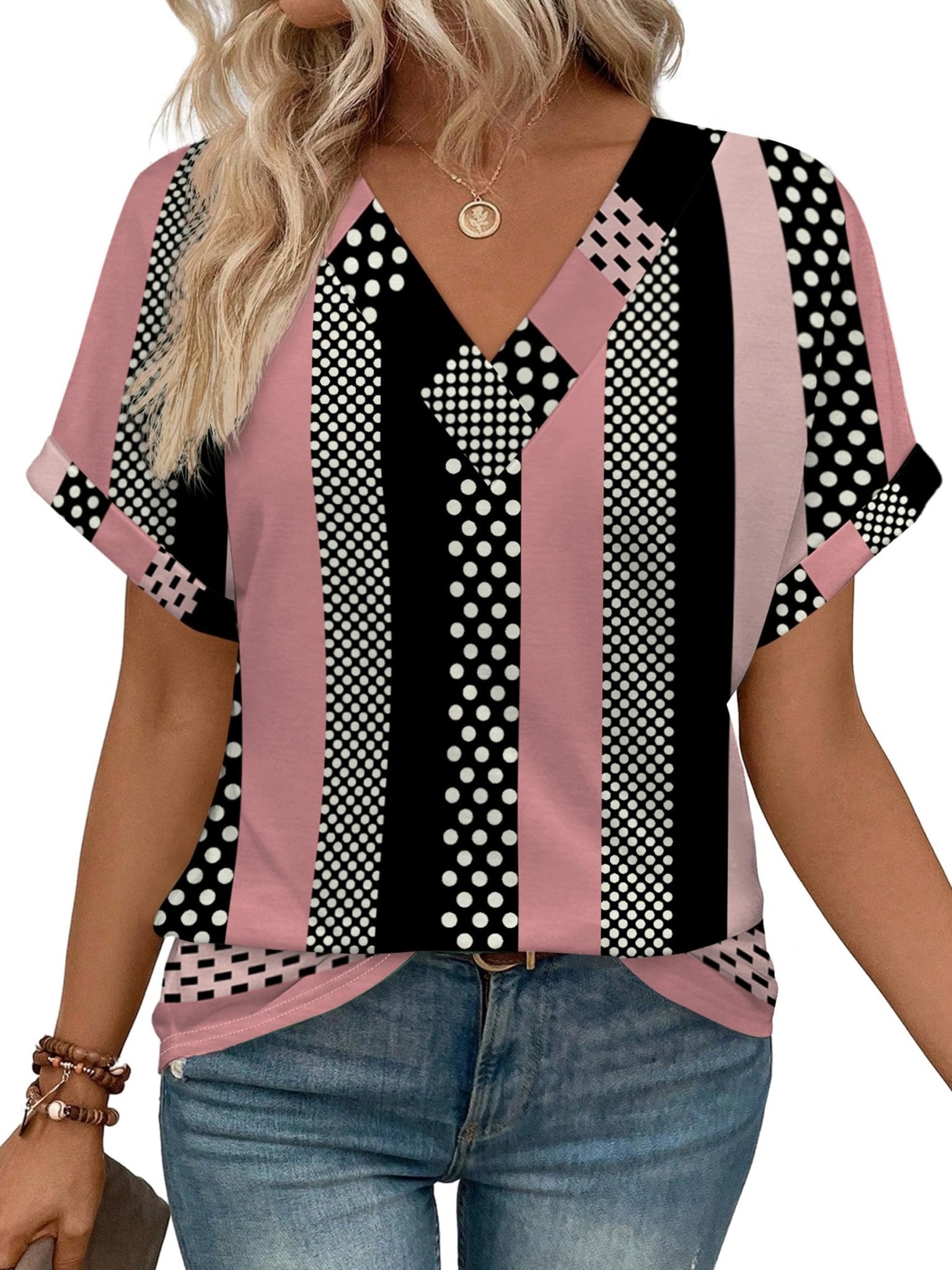 WIHOLL Womens Summer Tops Short Dolman Sleeve Shirts 2025 Fashion V Neck Outfits Clothes