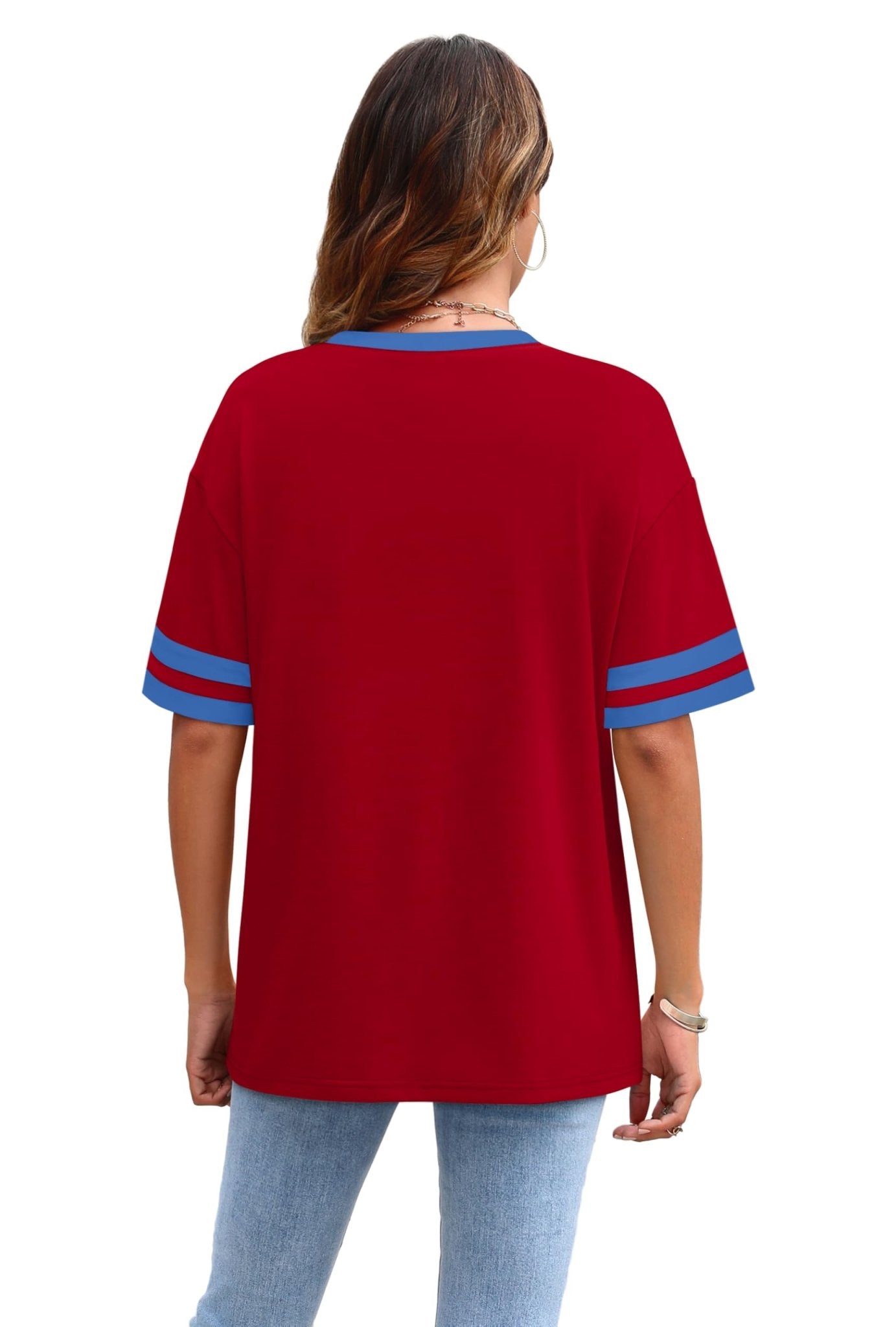 WIHOLL Womens T Shirts Loose Fit Short Sleeve Tees Crew Neck Color Block Summer Tops 2025 Fashion